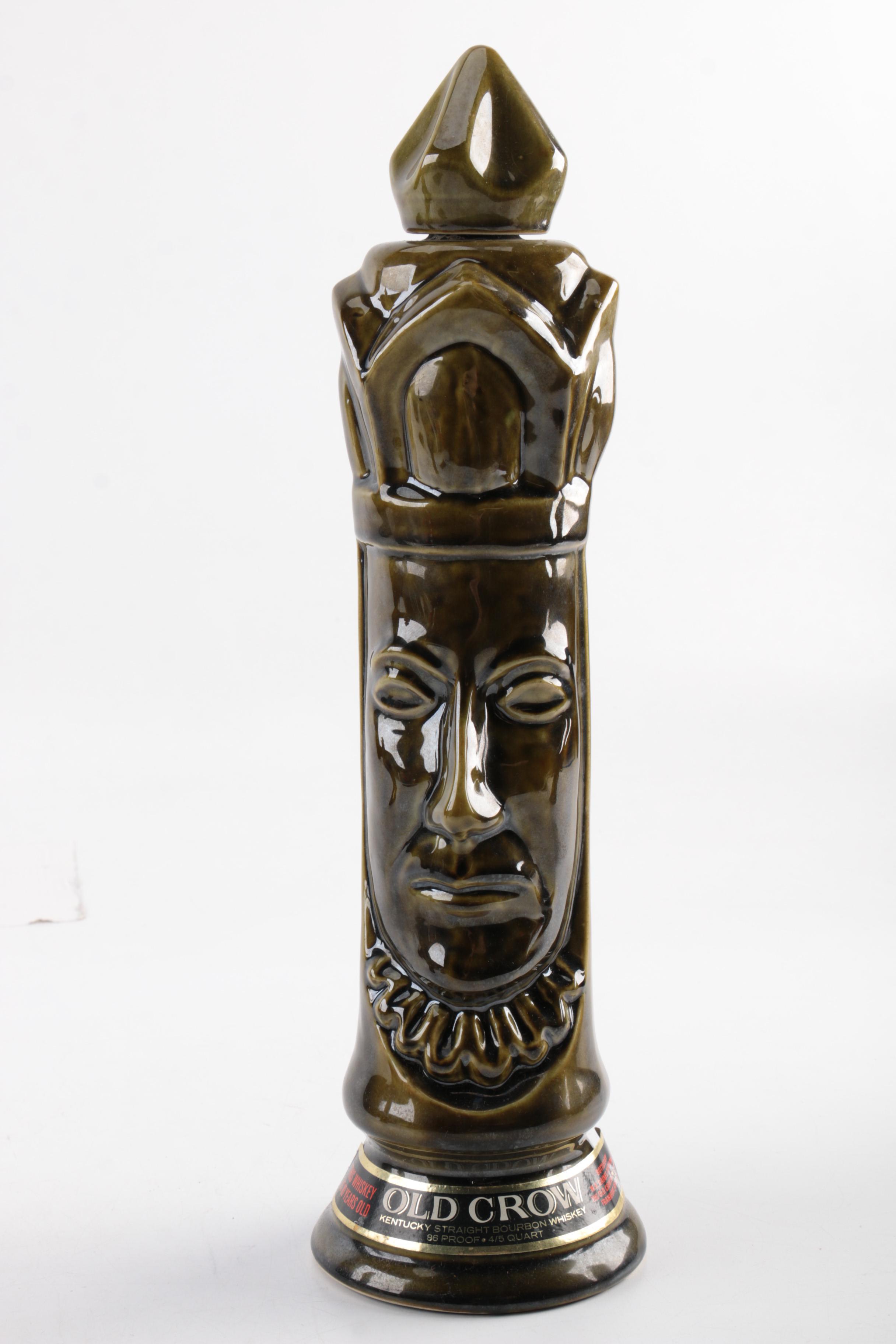 Vintage Old Crow Chess Piece Whisky Decanters