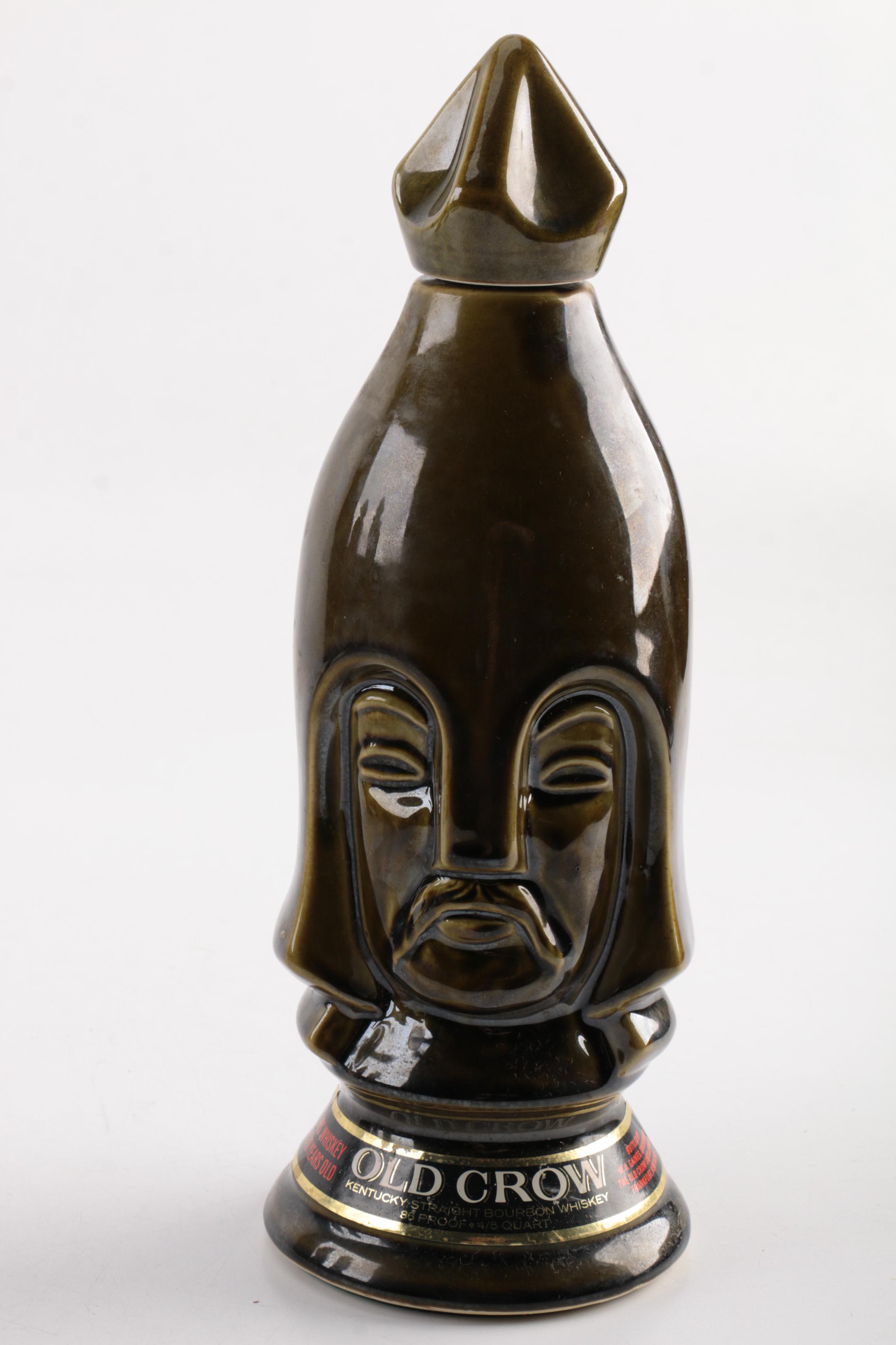 Vintage Old Crow Chess Piece Whisky Decanters