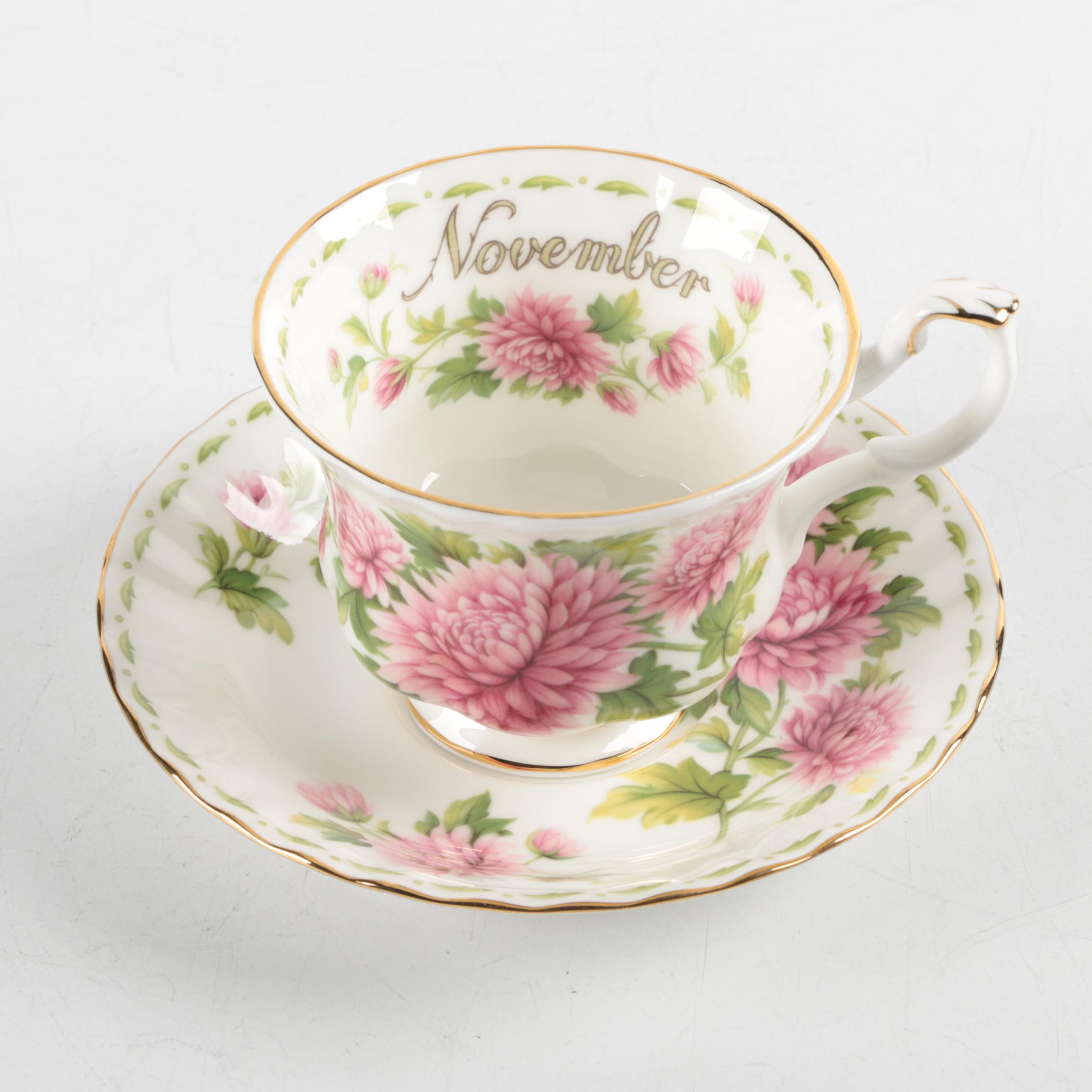 Royal Albert "Chrysanthemum" Porcelain Teacup and Saucer