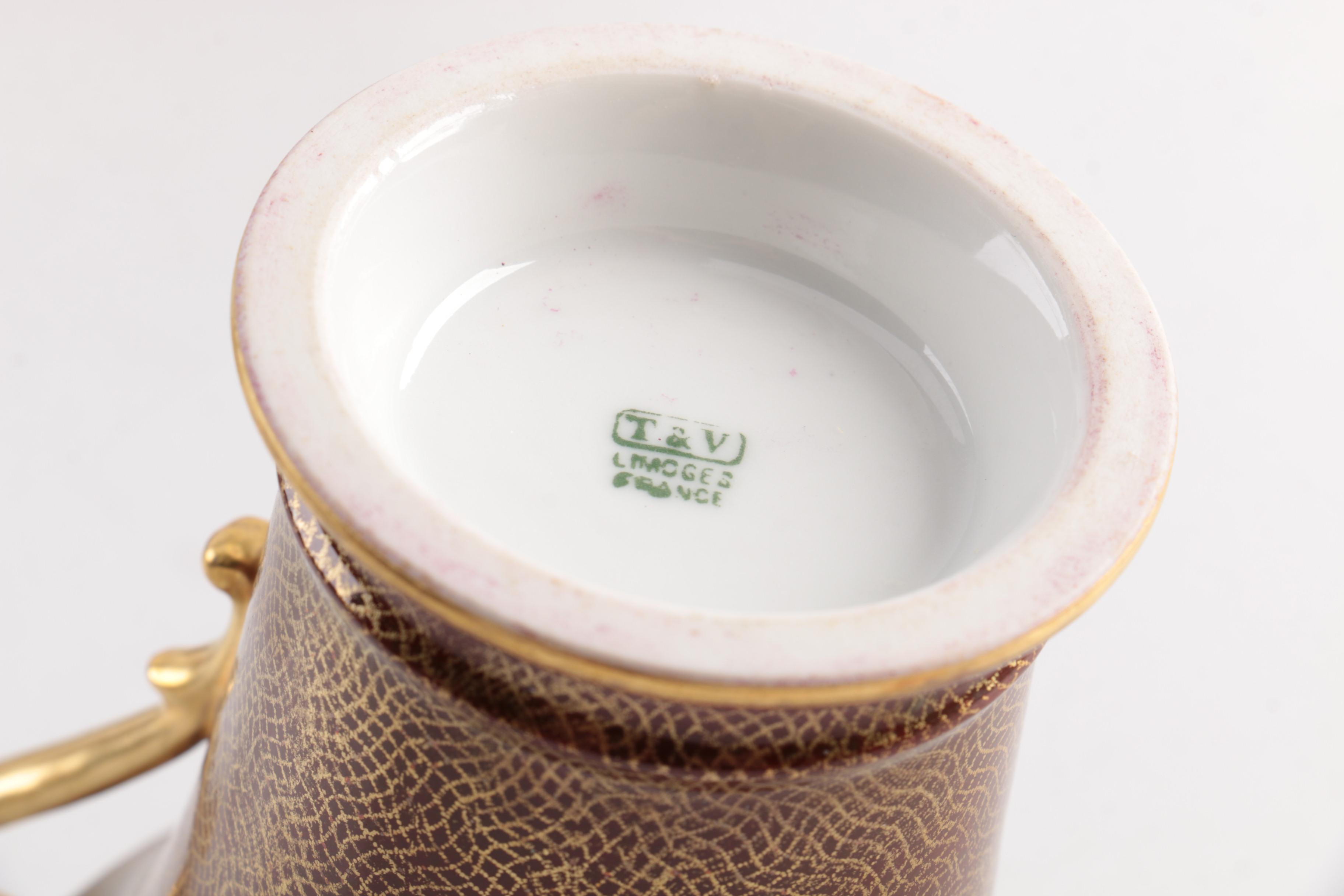 Antique Tressemanes & Vogt Limoges Mug Set and Department 56 Teapot