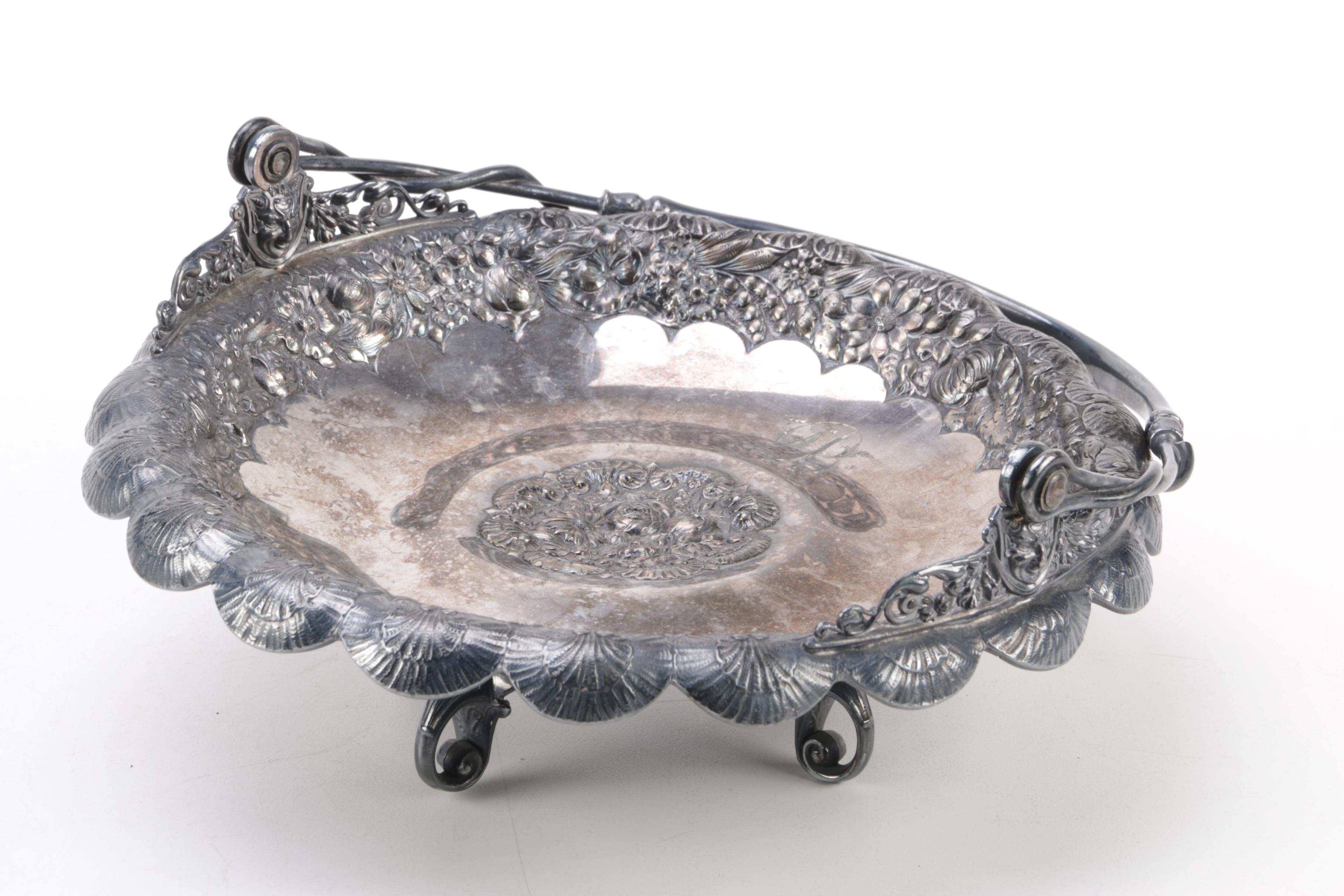 Reed & Barton Silver Plate Repoussé Bridal Basket and Other Serveware