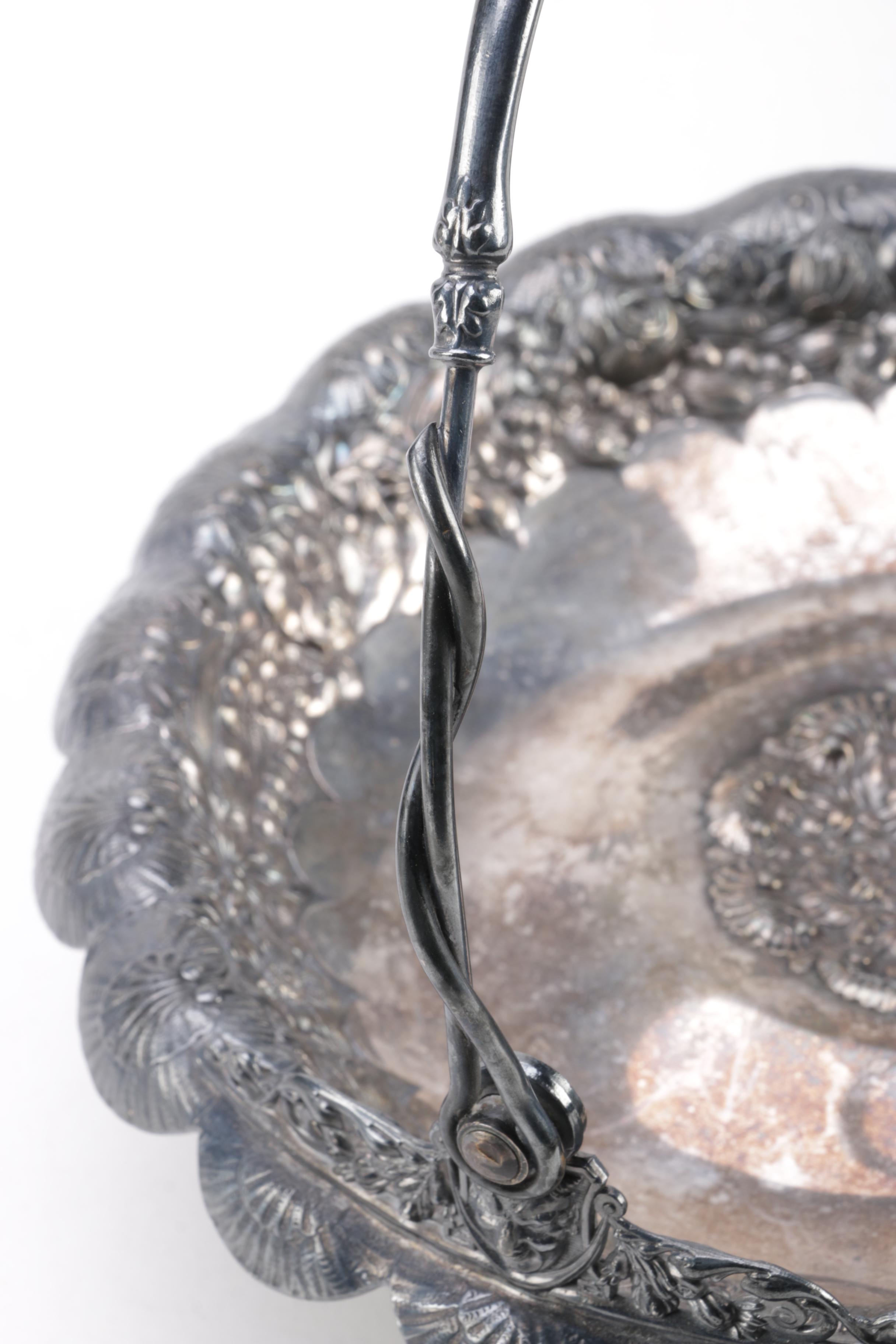 Reed & Barton Silver Plate Repoussé Bridal Basket and Other Serveware