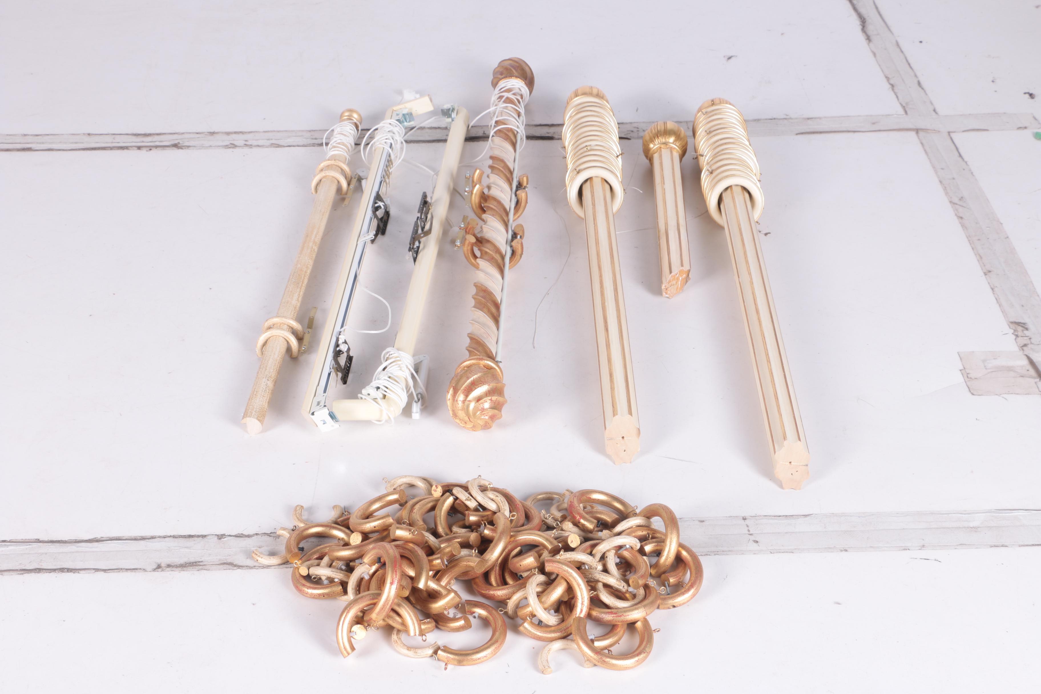 Collection of Ornate Curtain Rods and Rings