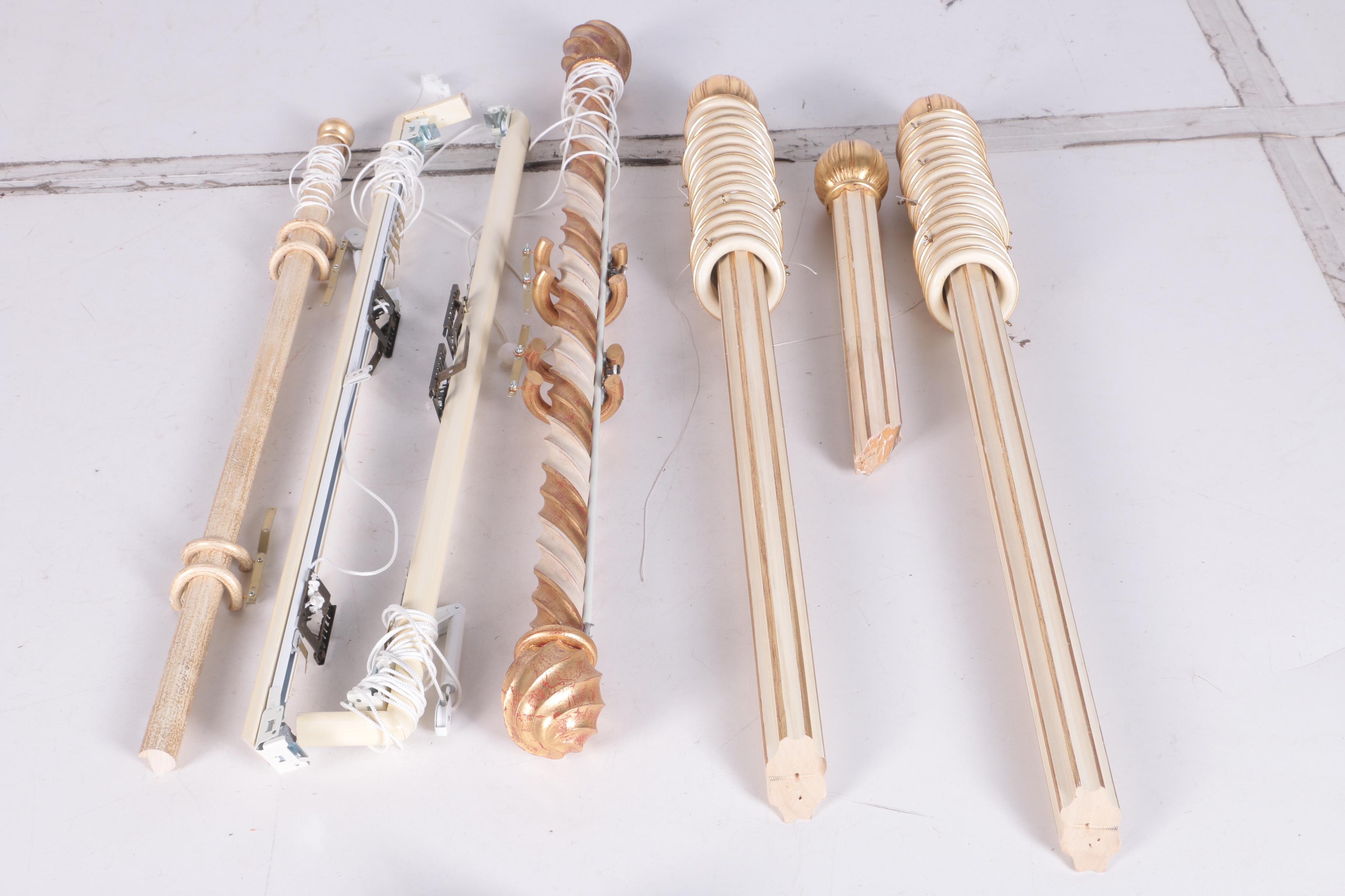 Collection of Ornate Curtain Rods and Rings