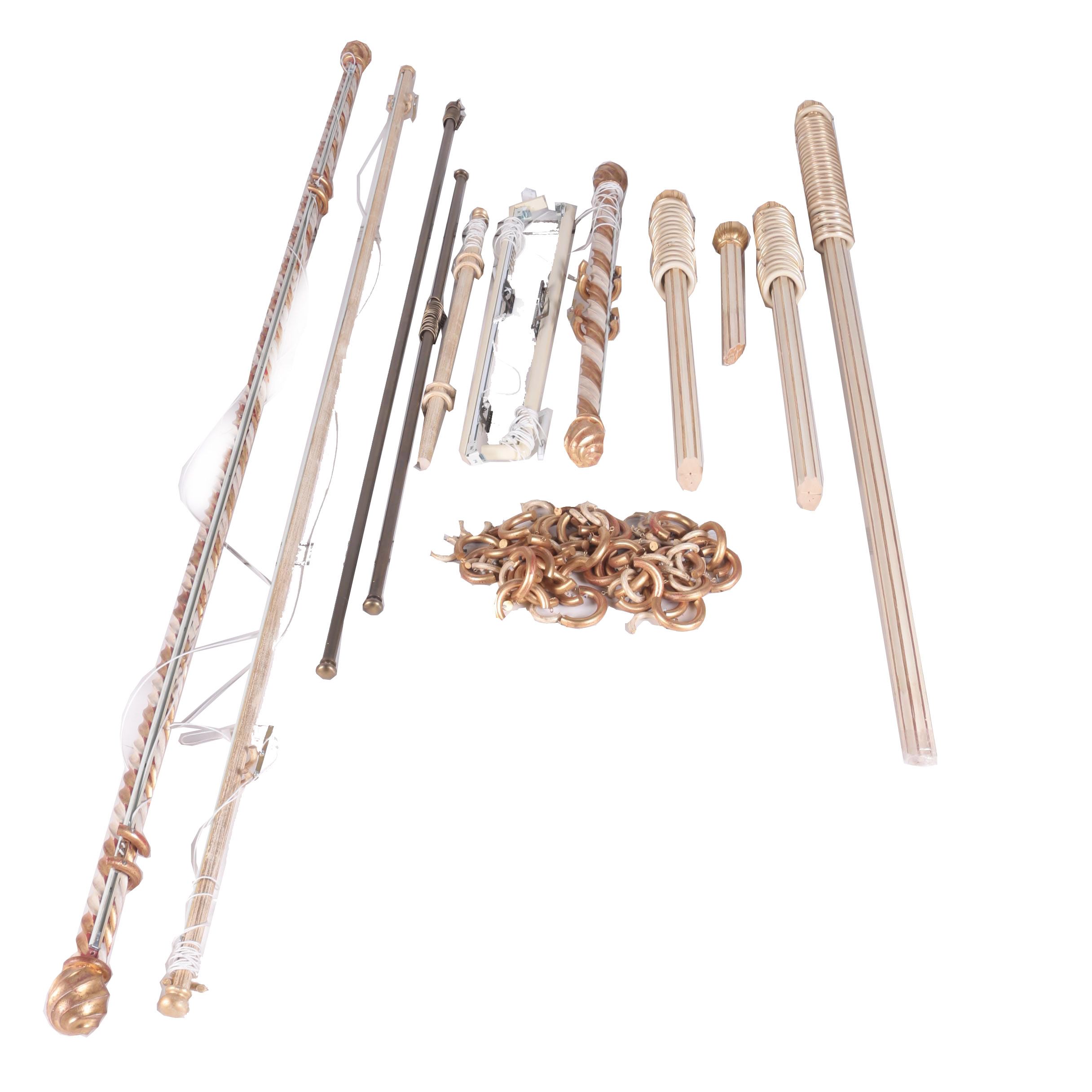 Collection of Ornate Curtain Rods and Rings