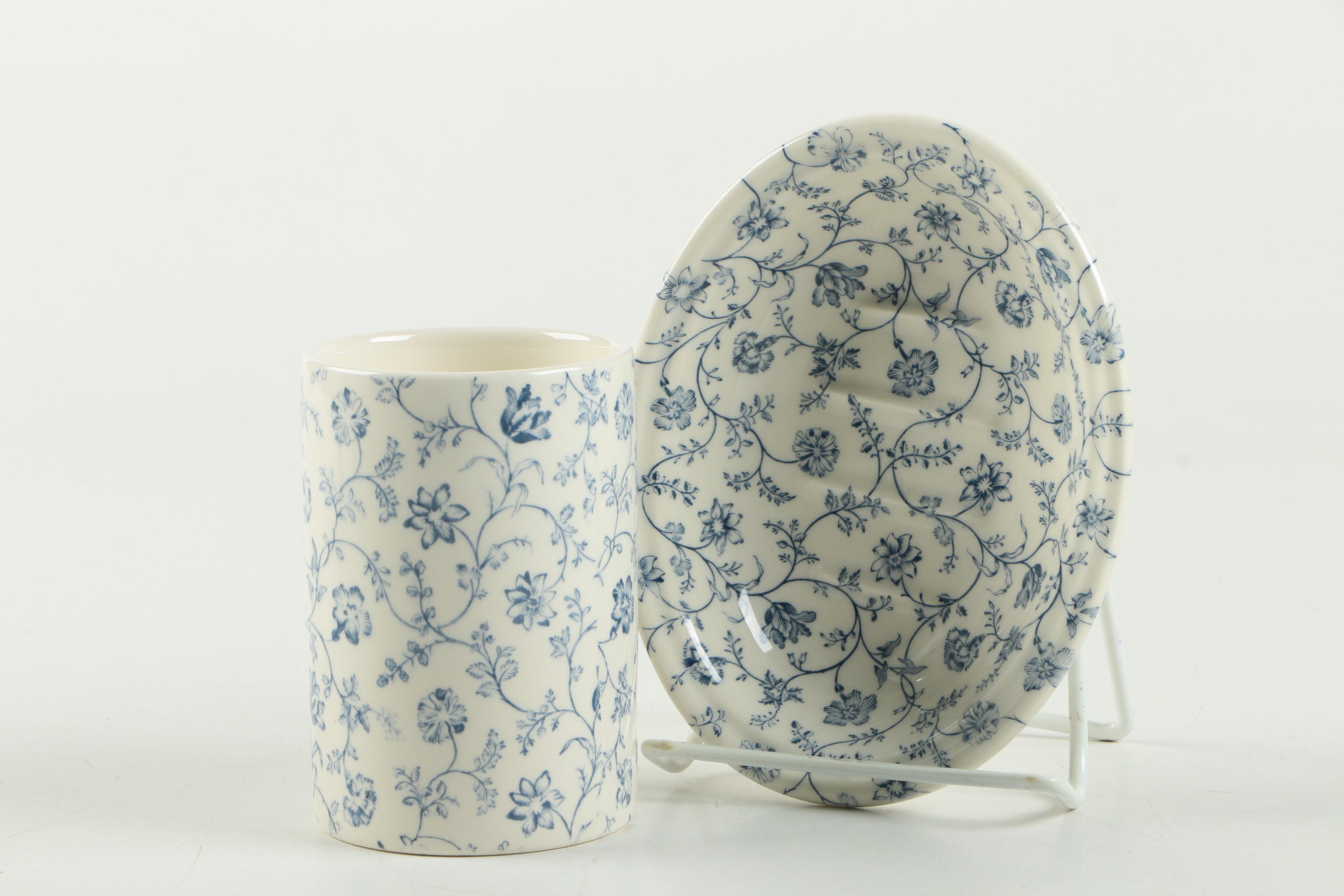 Porcelain and Earthen Coffee Mugs and Soap Dish