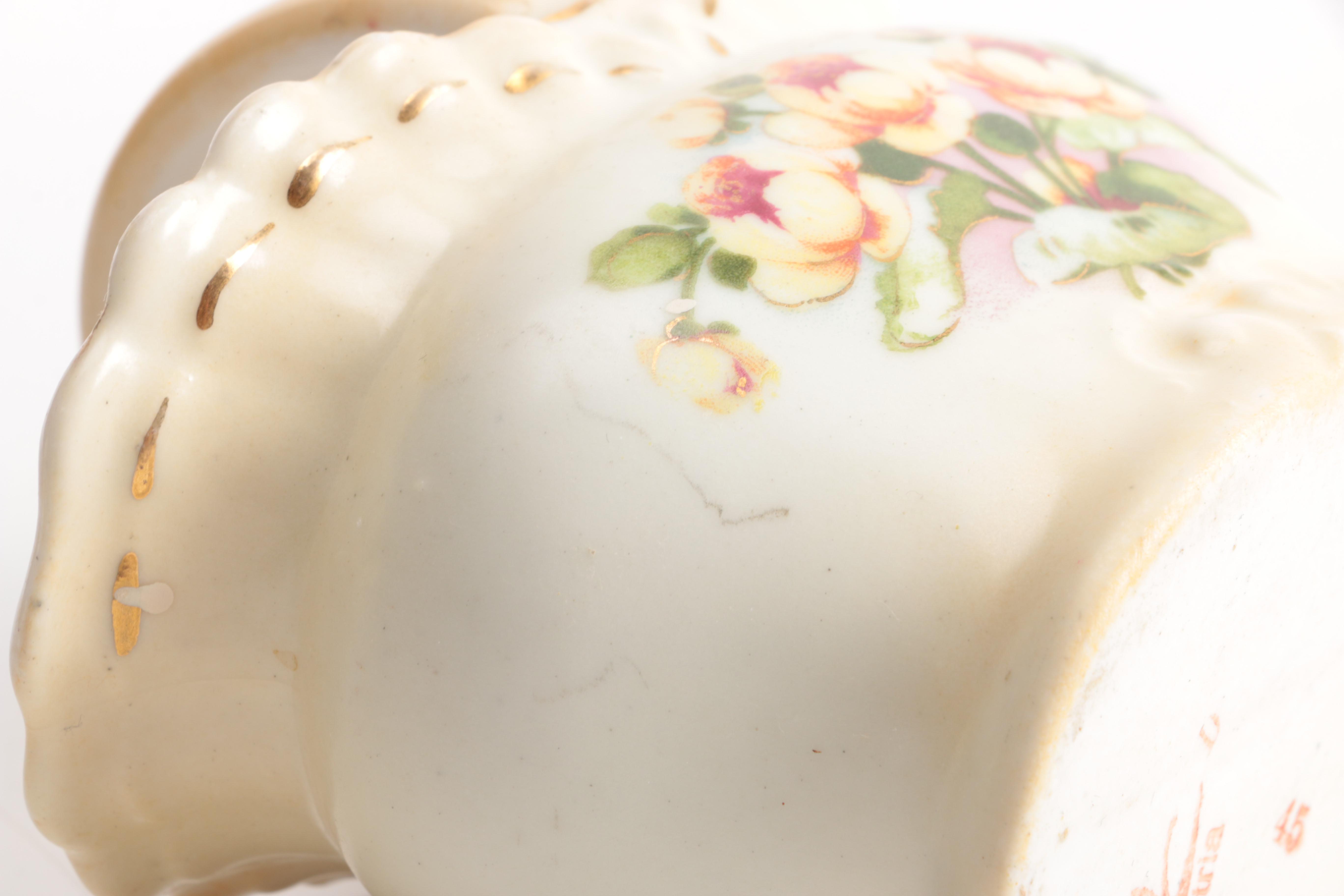 Vintage Porcelain Basket, Decorative Pansy-Planter Including Meissen