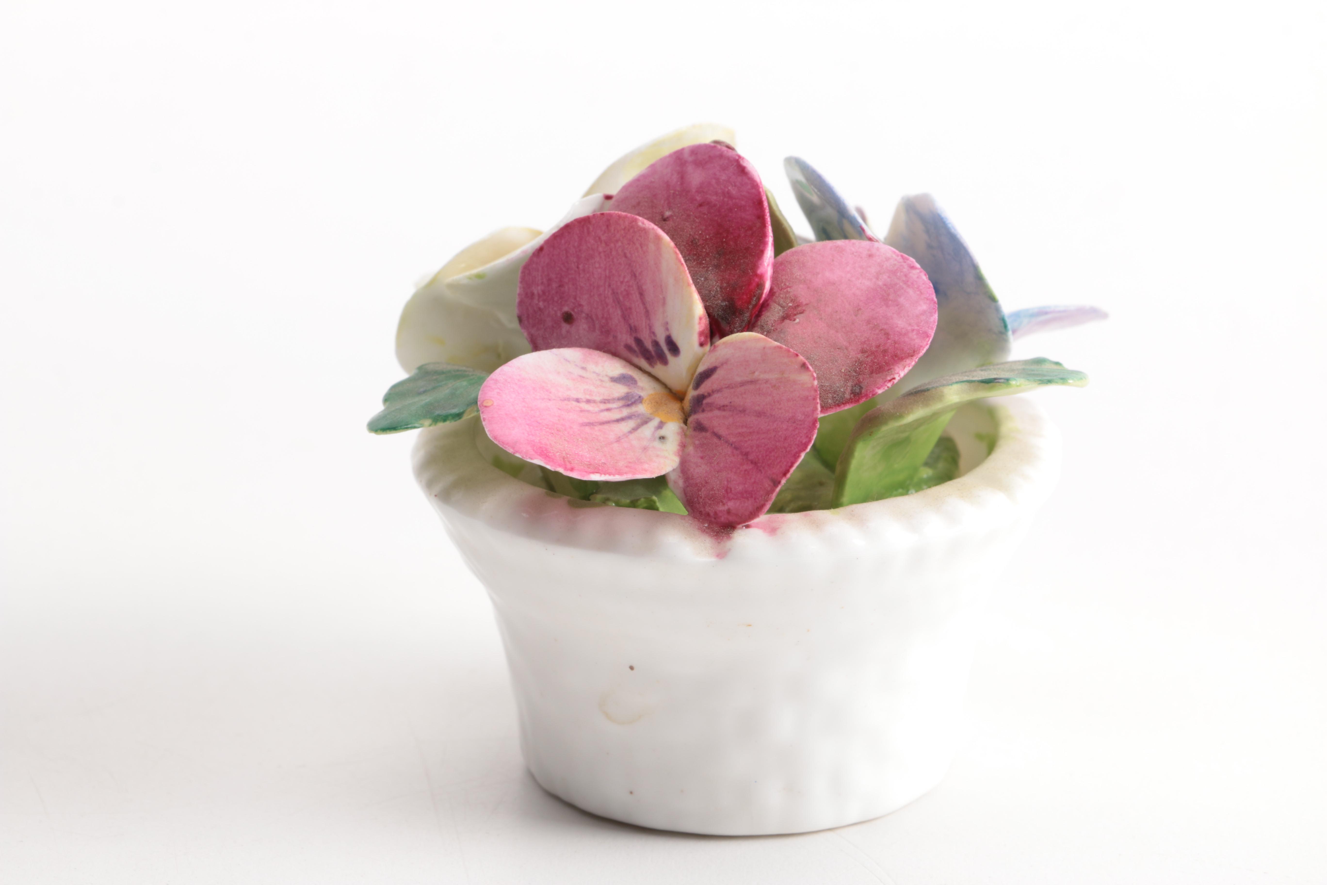Vintage Porcelain Basket, Decorative Pansy-Planter Including Meissen
