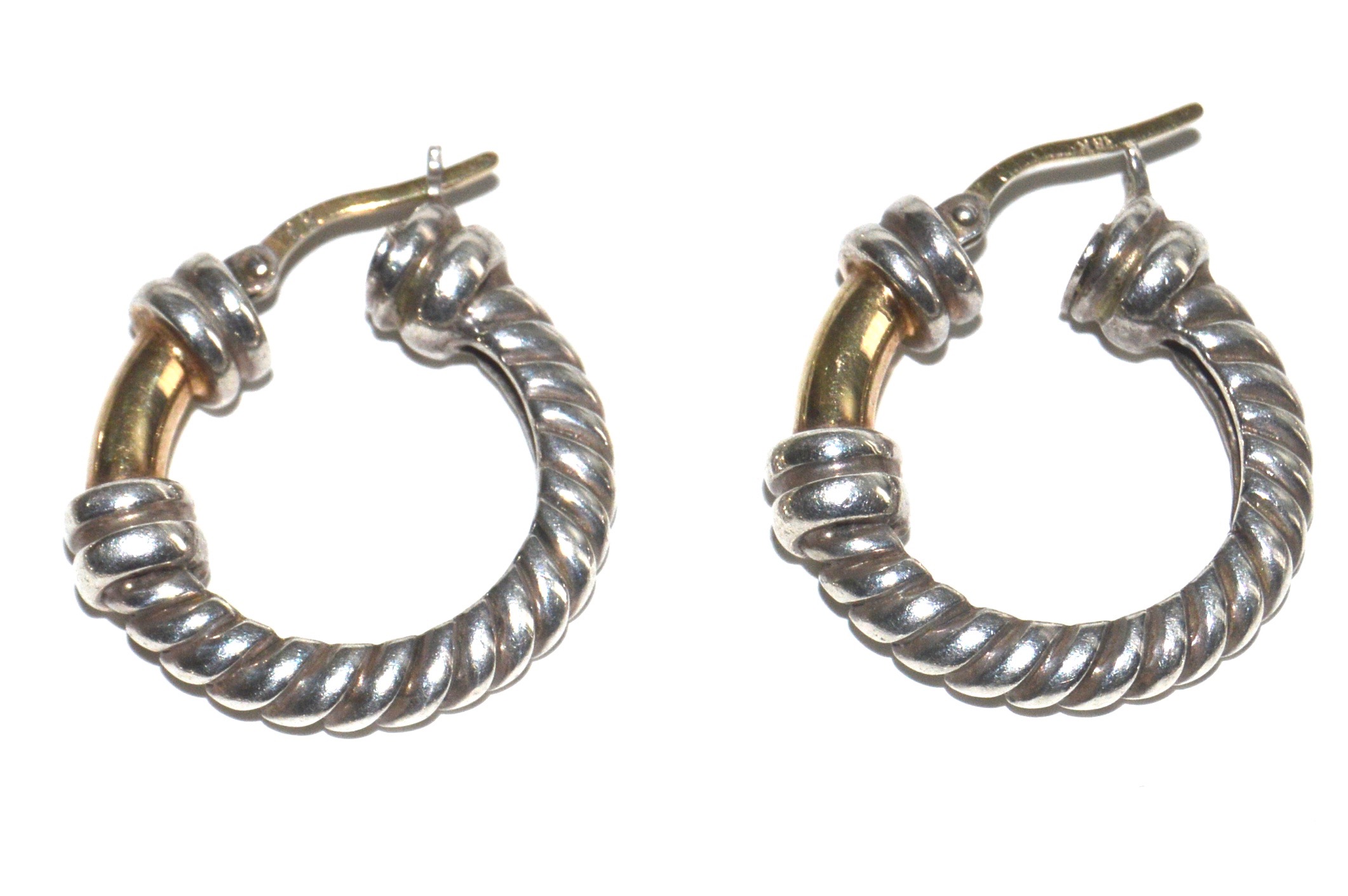 Sterling and 18K Gold Rope Earring and Necklace Set and Sterling Collar Necklace