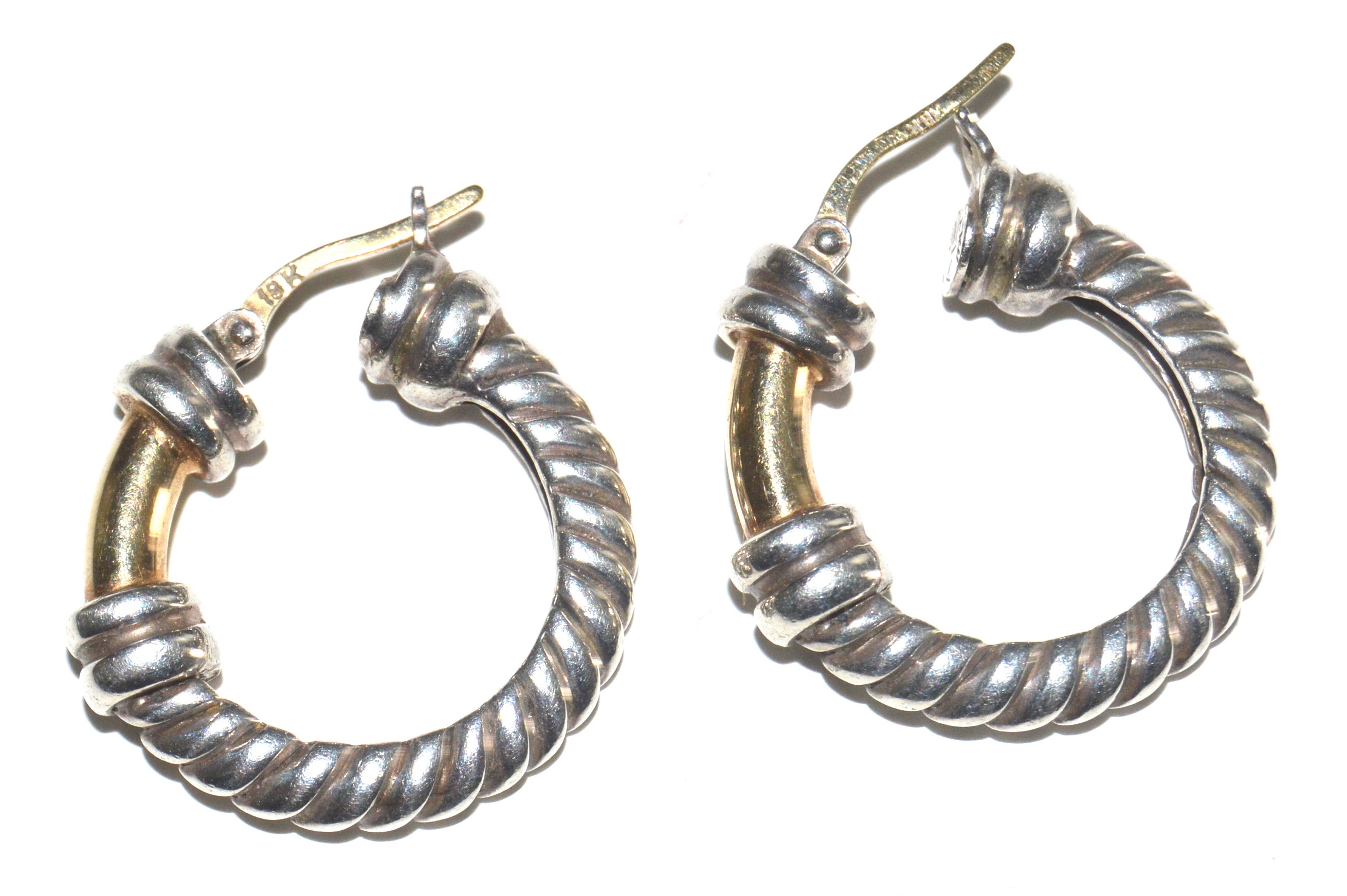 Sterling and 18K Gold Rope Earring and Necklace Set and Sterling Collar Necklace