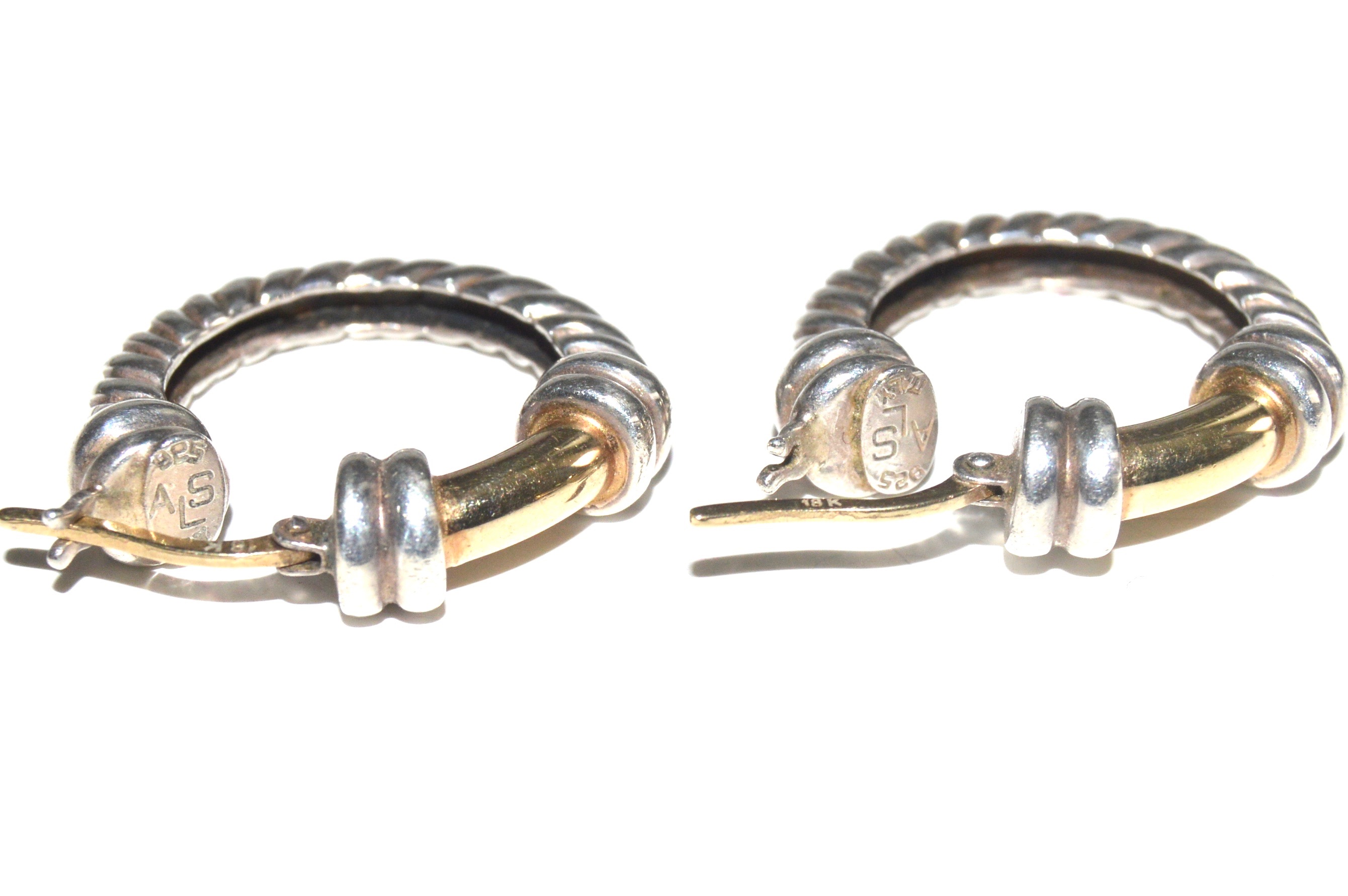 Sterling and 18K Gold Rope Earring and Necklace Set and Sterling Collar Necklace