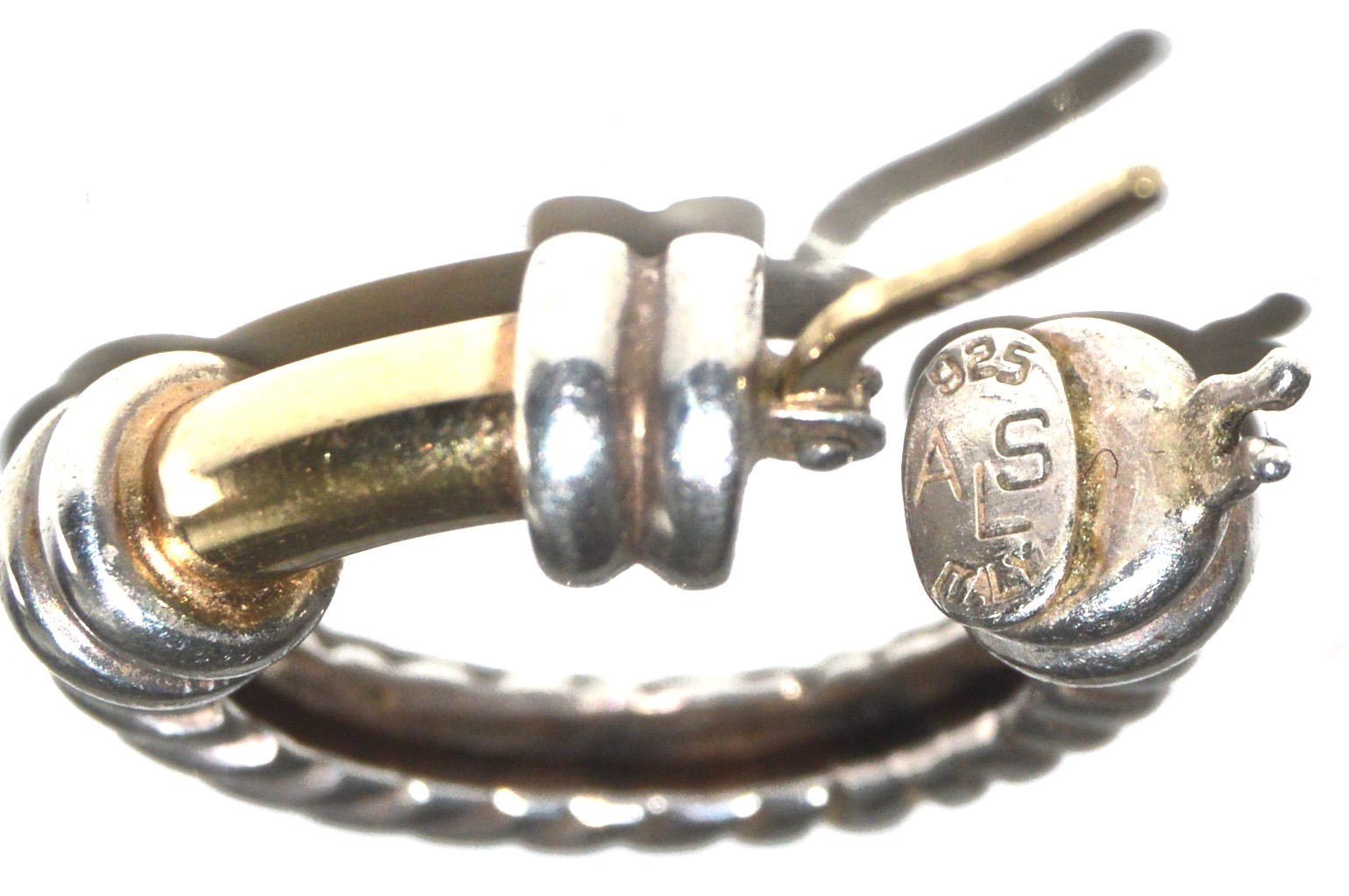 Sterling and 18K Gold Rope Earring and Necklace Set and Sterling Collar Necklace