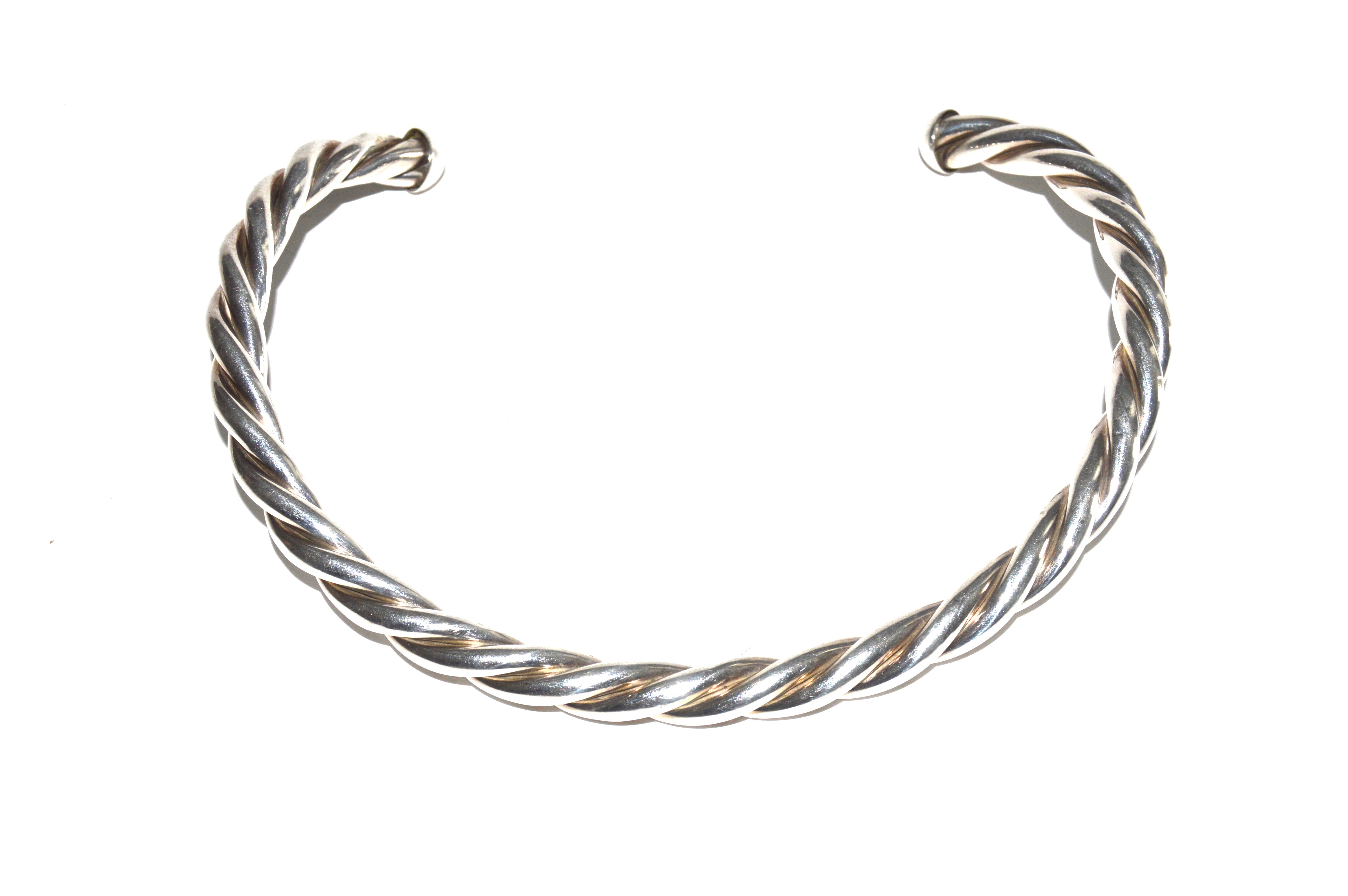 Sterling and 18K Gold Rope Earring and Necklace Set and Sterling Collar Necklace