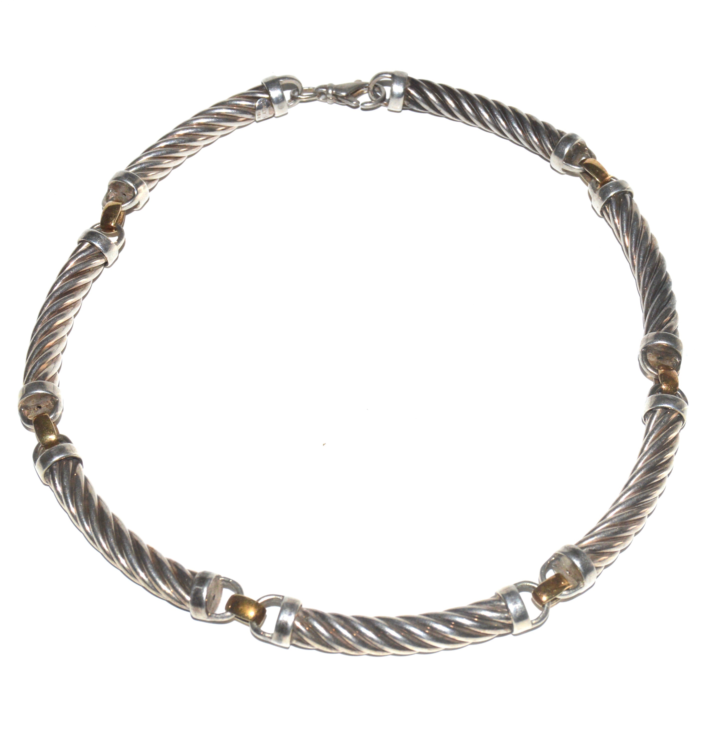 Sterling and 18K Gold Rope Earring and Necklace Set and Sterling Collar Necklace