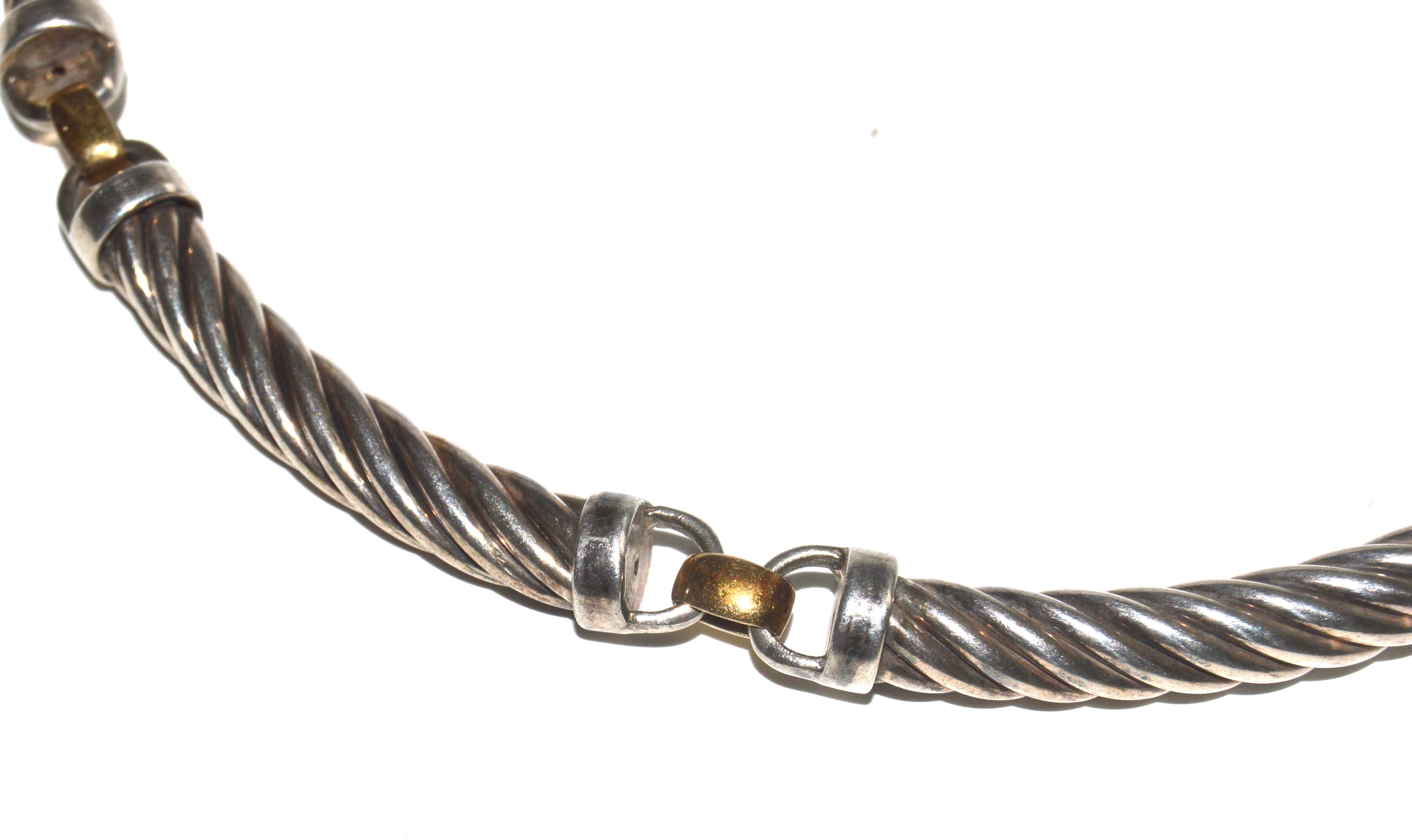 Sterling and 18K Gold Rope Earring and Necklace Set and Sterling Collar Necklace