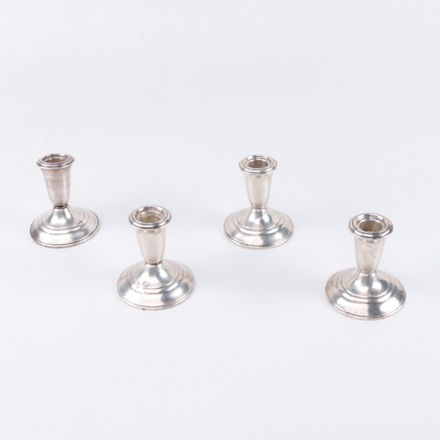 Vintage Crown Weighted Sterling Candleholders