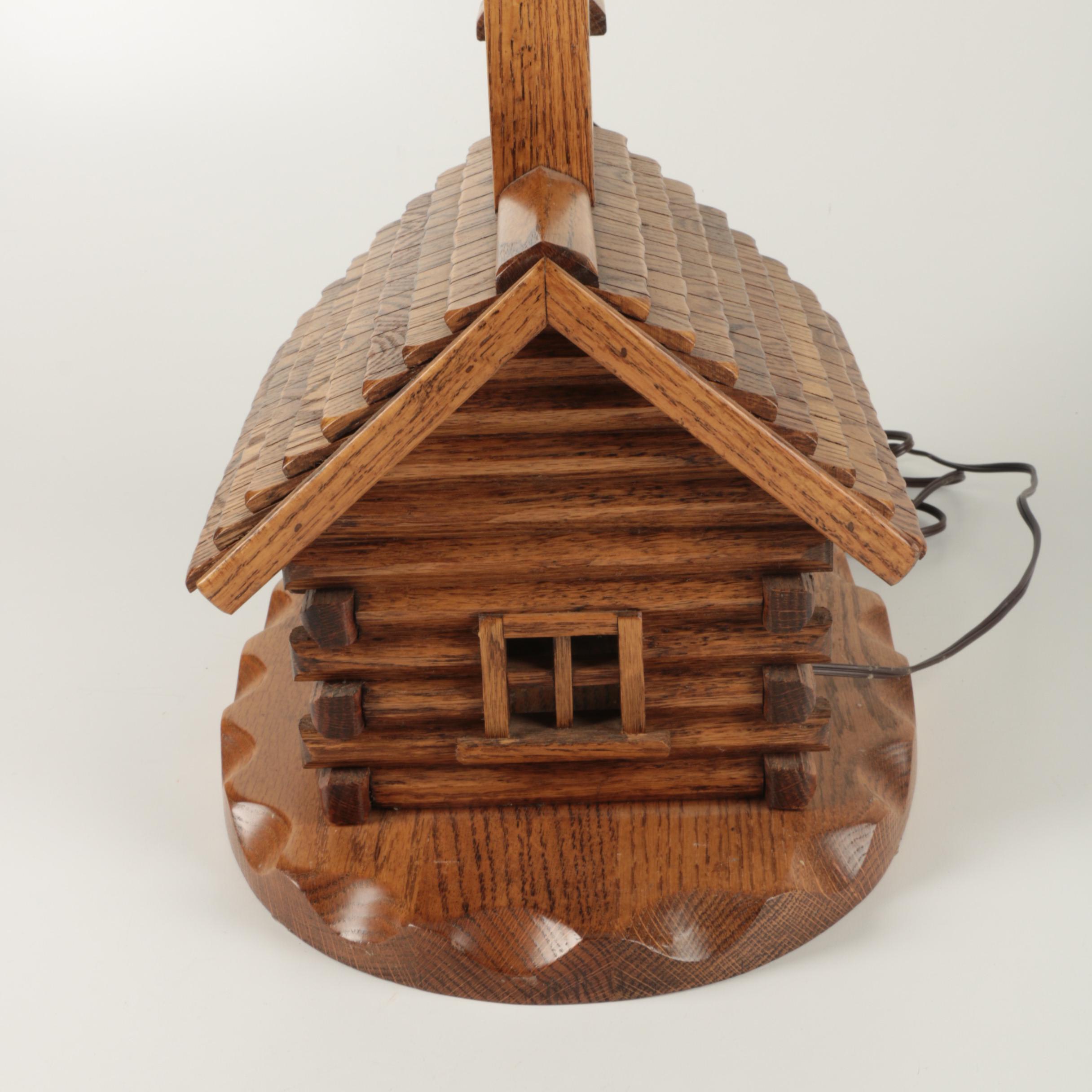 Wooden Log Cabin Table Lamp