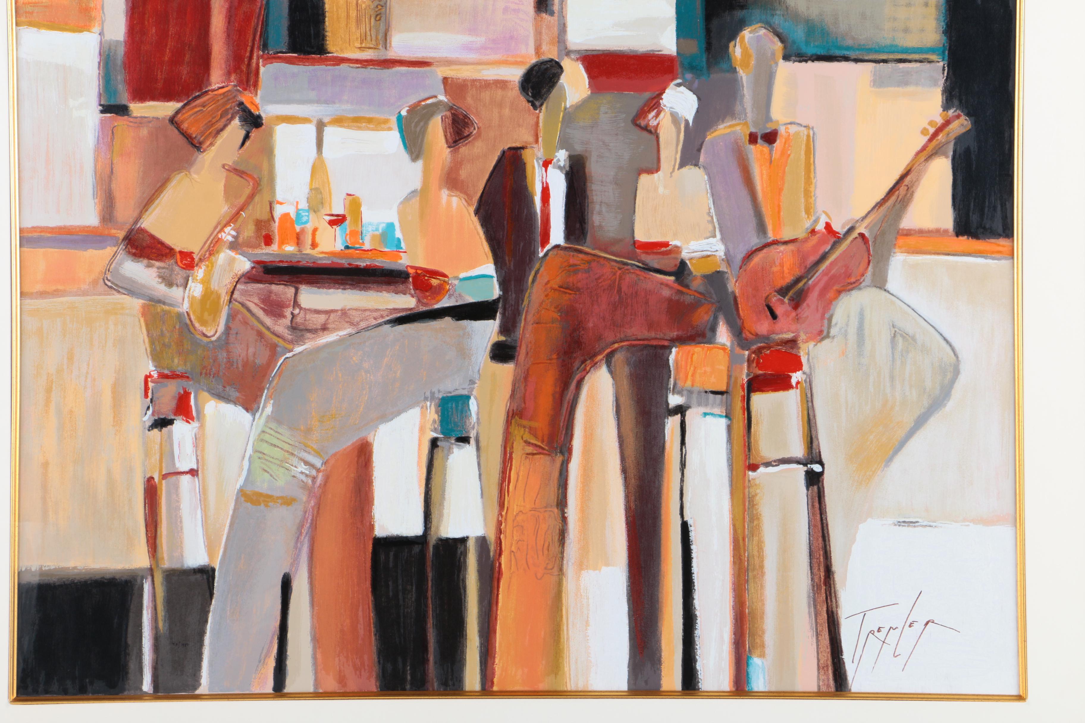 Yuri Tremler Serigraph Print on Paper "Music at the Bar"