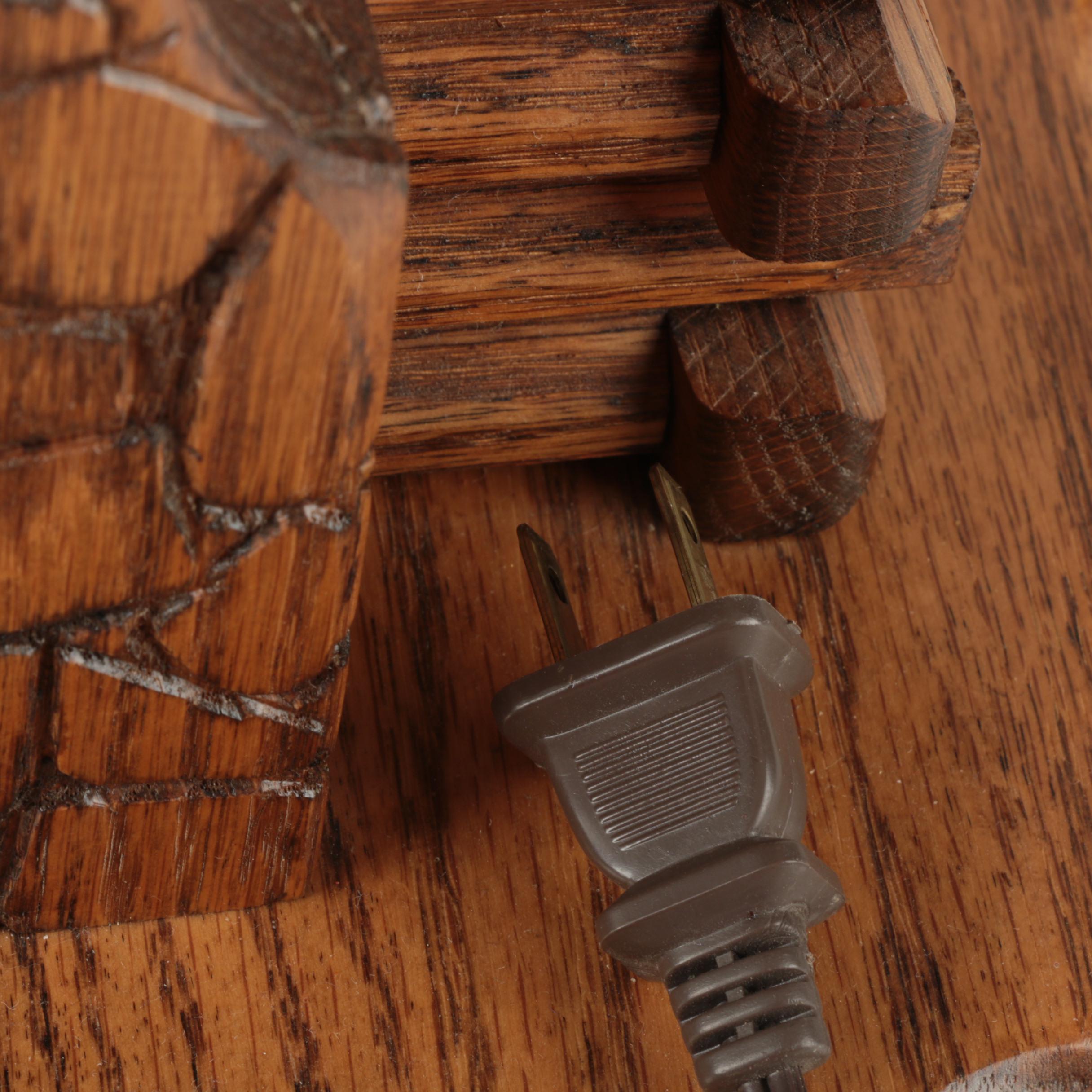 Wooden Log Cabin Table Lamp