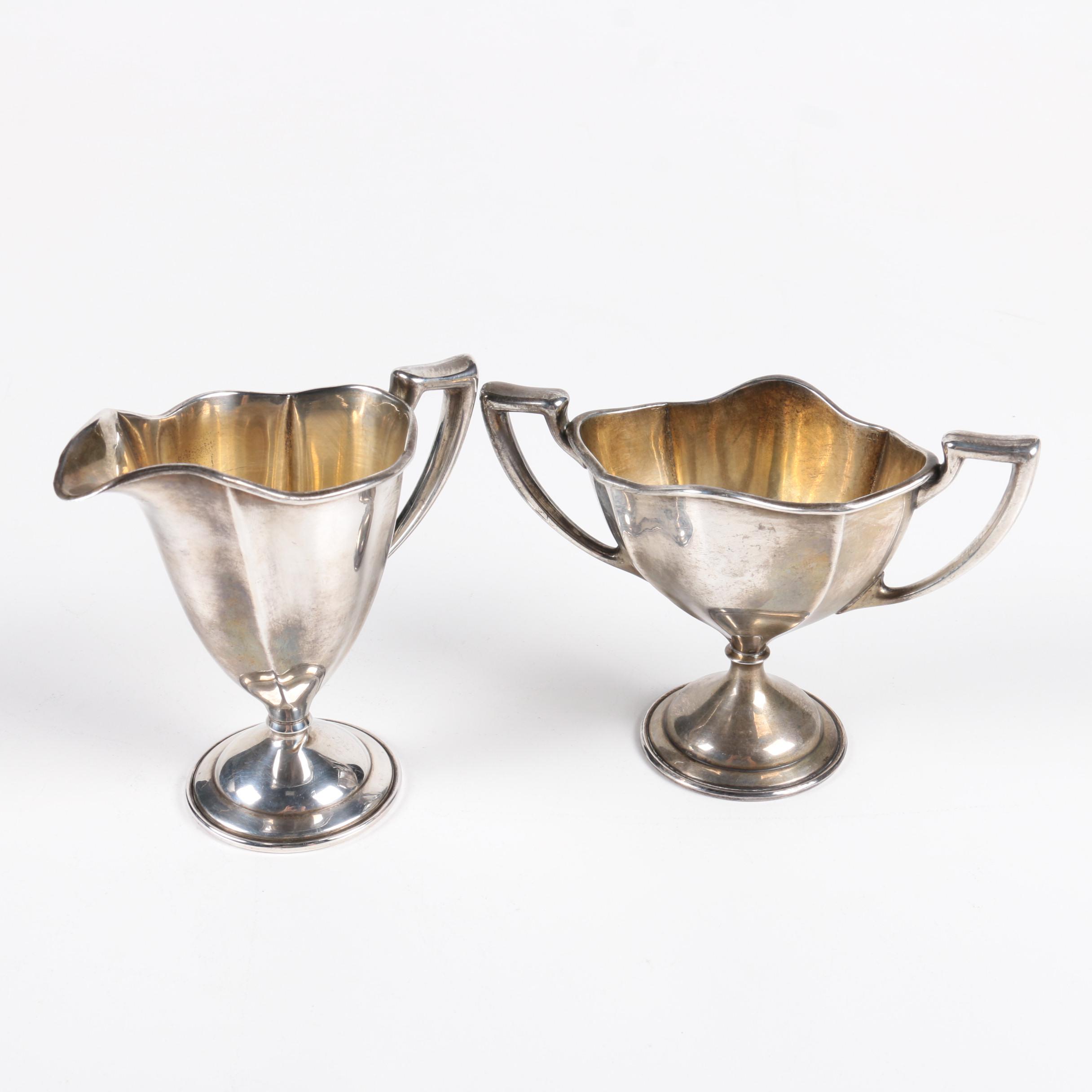 Antique W.H. Saart Co. Weighted Sterling Creamer and Sugar Bowl