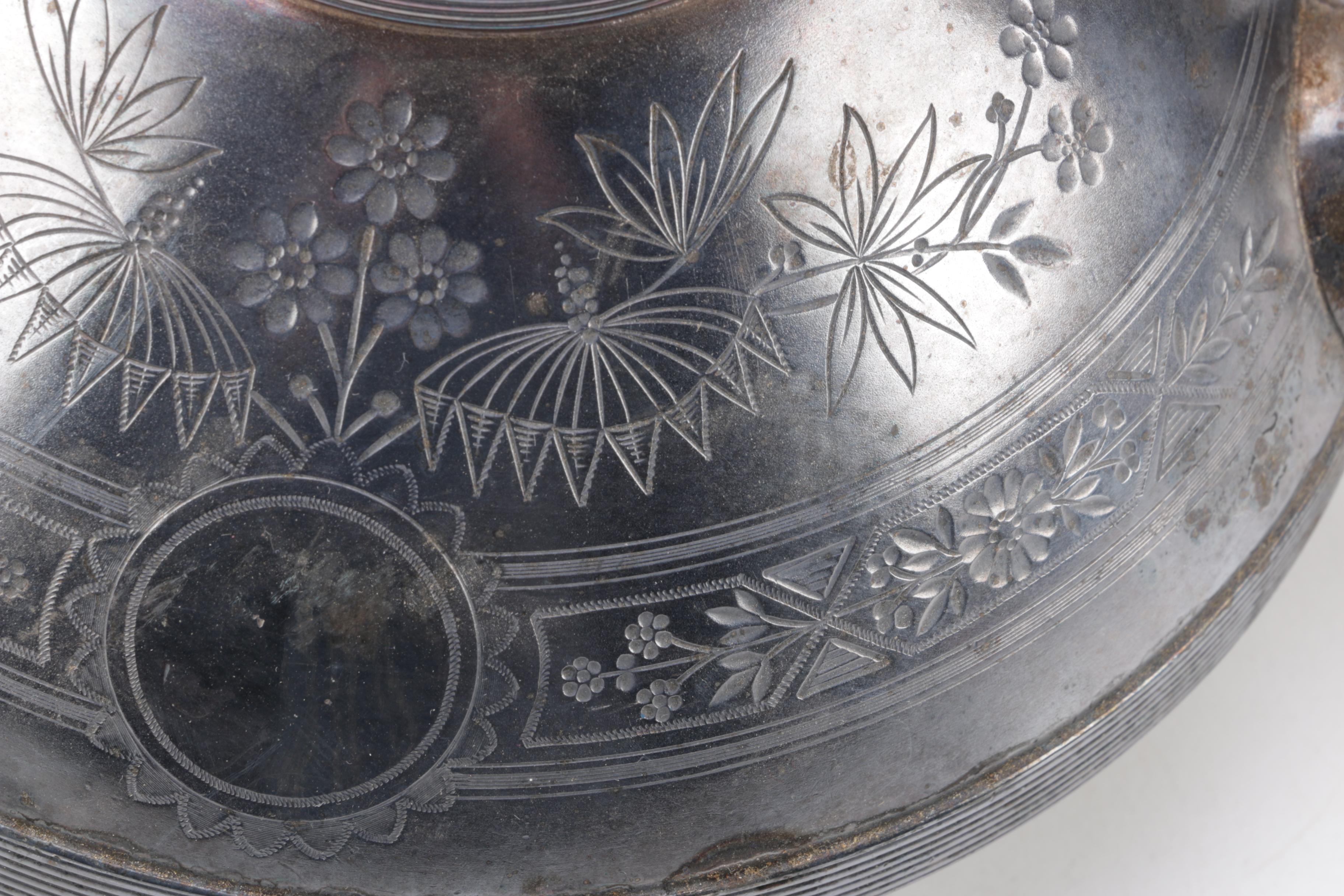 Simpson, Hall, Miller & Co. Silver-Plated Teapot with Coppercraft Guild Kettle