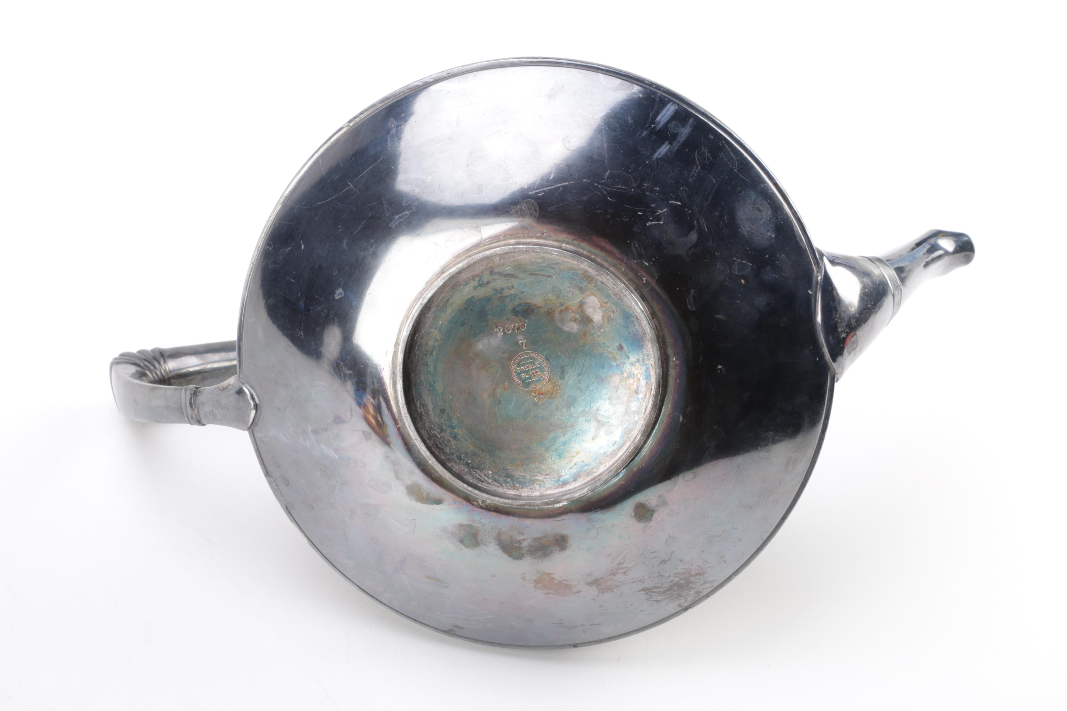 Simpson, Hall, Miller & Co. Silver-Plated Teapot with Coppercraft Guild Kettle