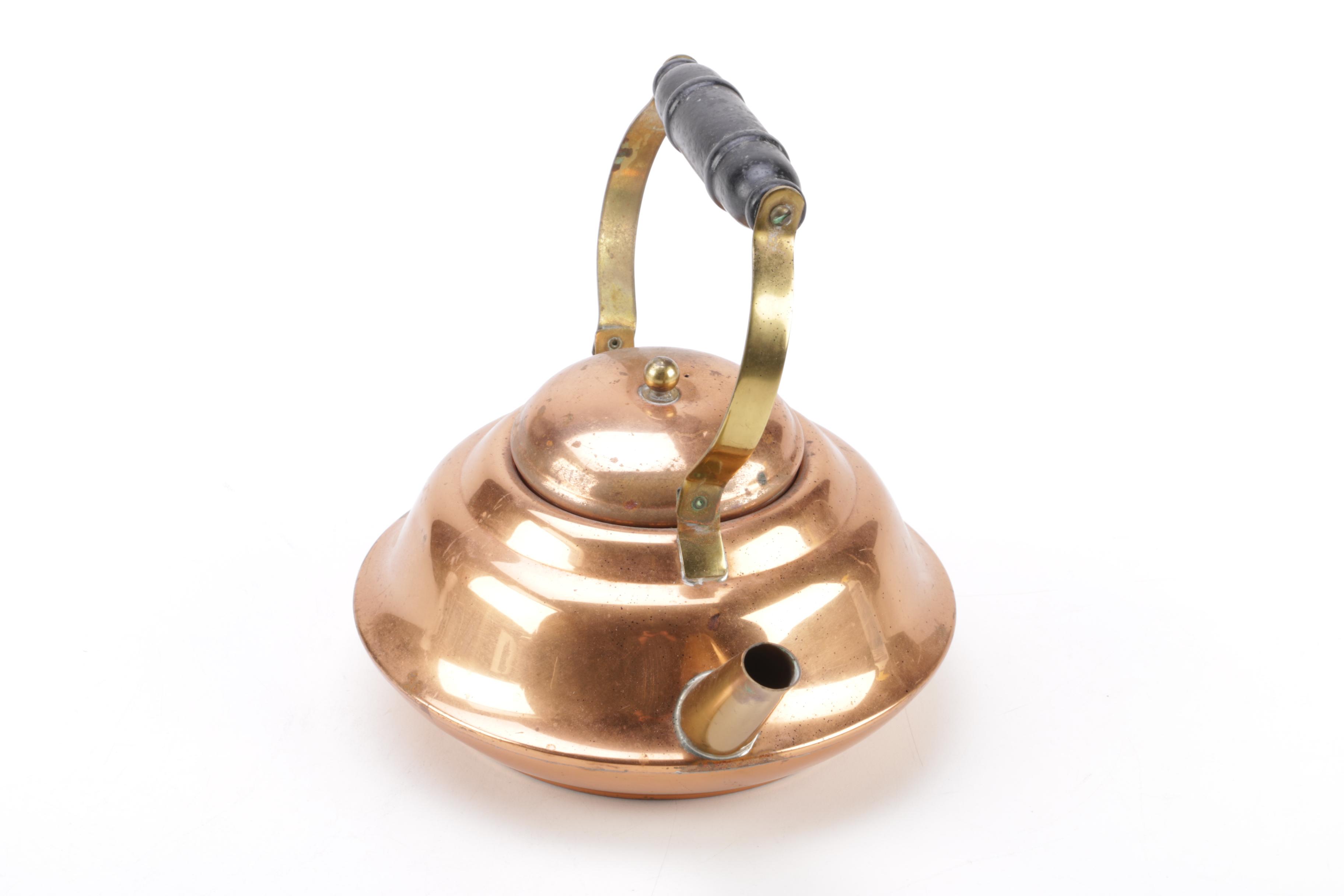 Simpson, Hall, Miller & Co. Silver-Plated Teapot with Coppercraft Guild Kettle