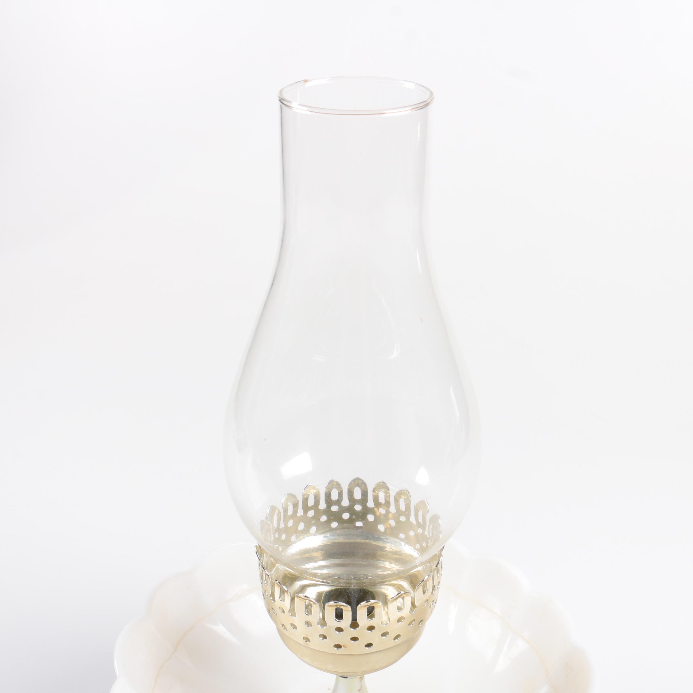 Vintage Converted Milk Glass Oil Lamp