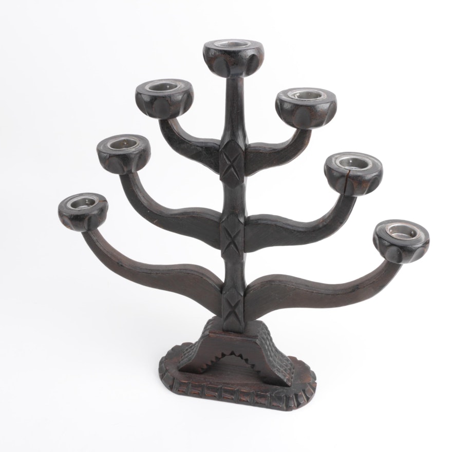 Carved Wood Menorah