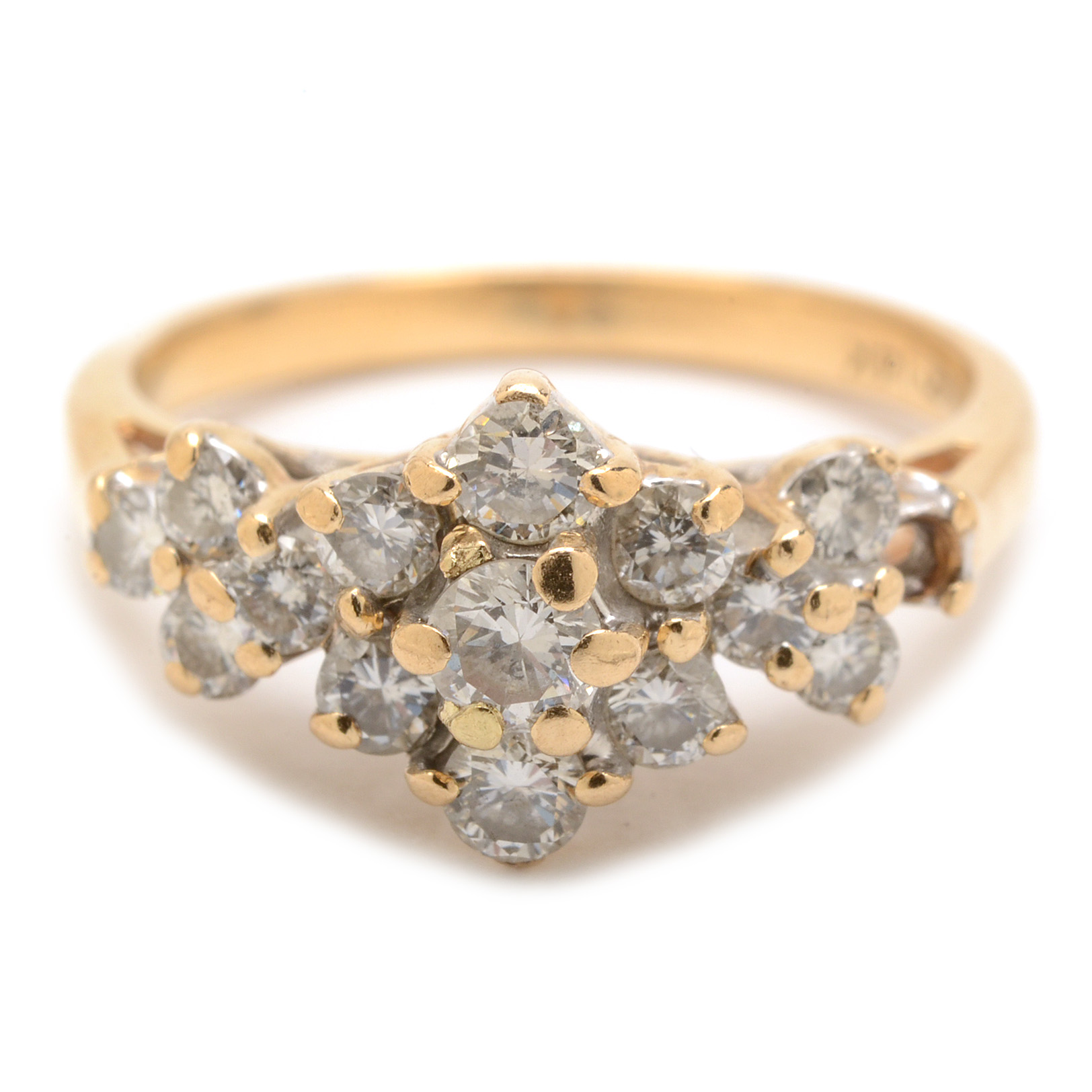 14K Gold Diamond Pyramid Ring