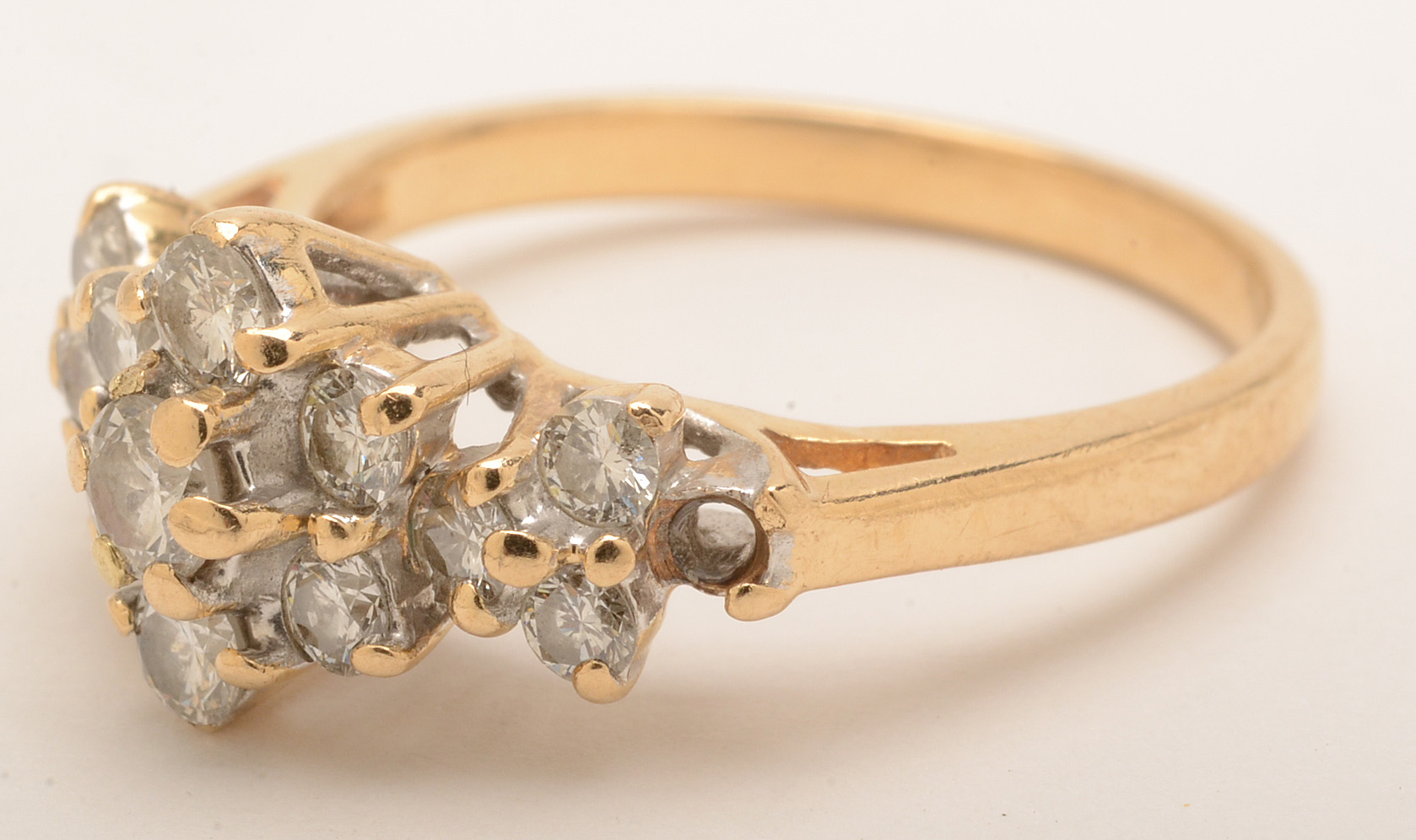 14K Gold Diamond Pyramid Ring