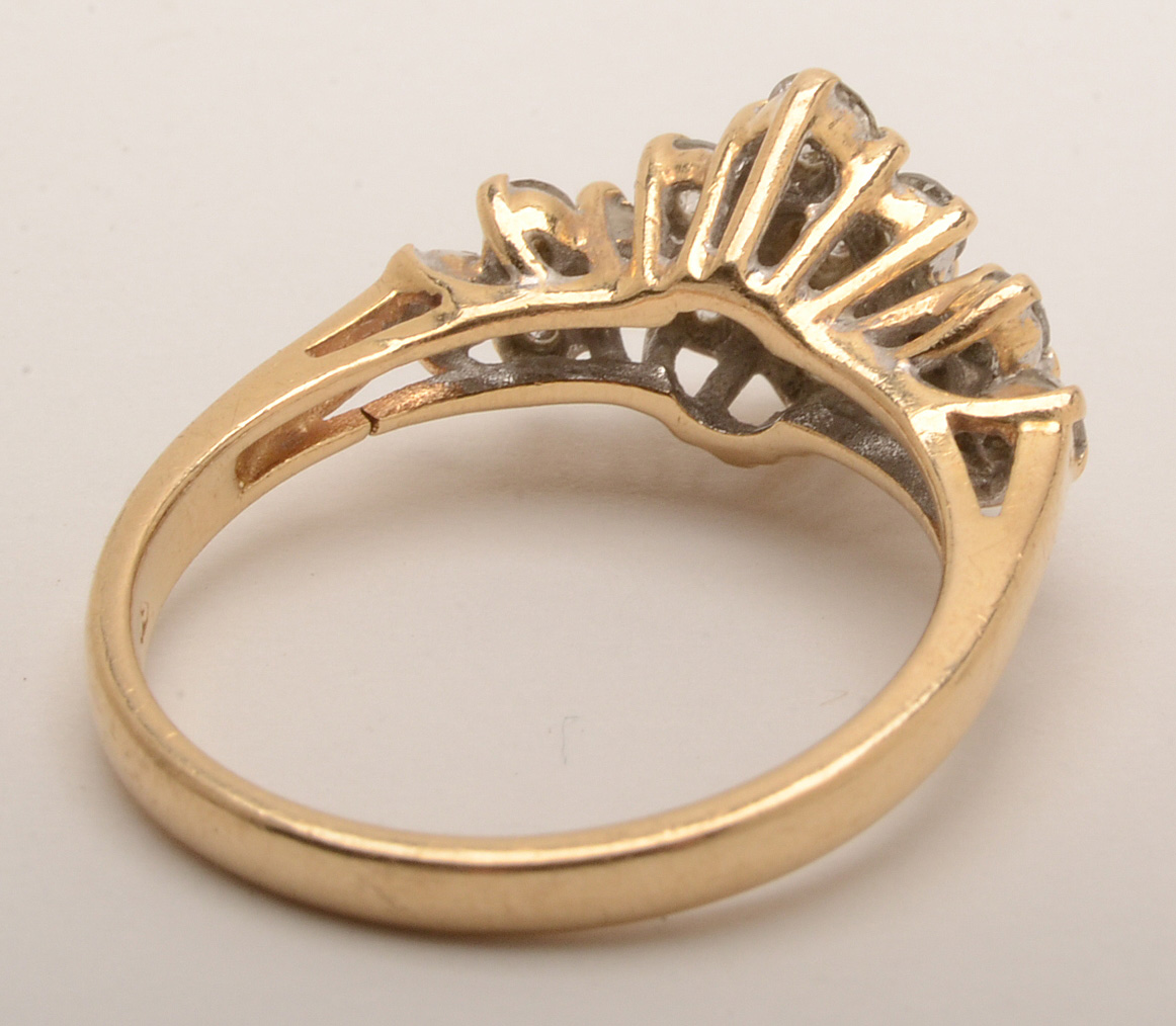 14K Gold Diamond Pyramid Ring