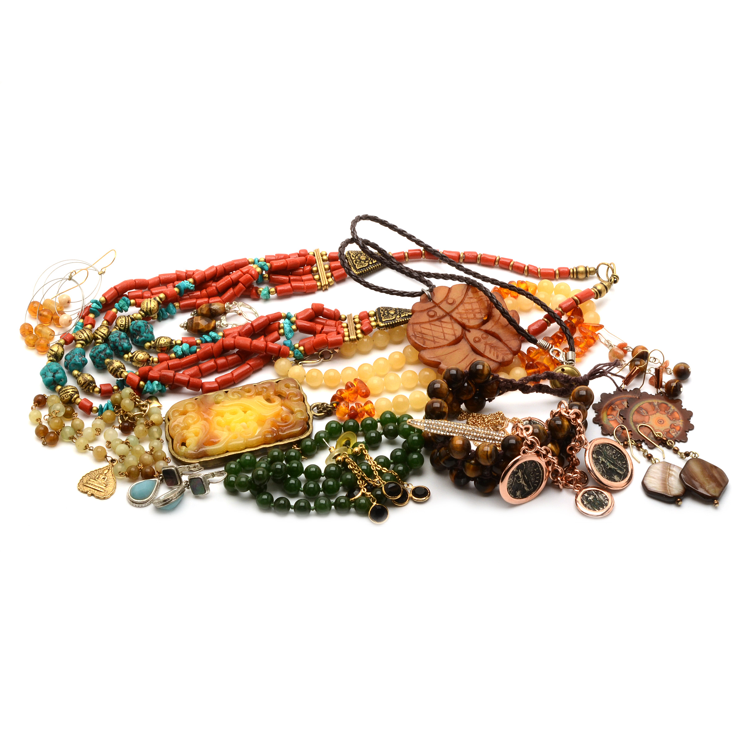 Costume Jewelry with Gemstones and Natural Materials