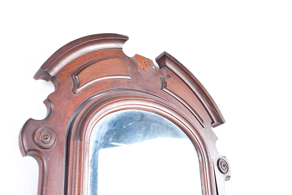 Antique Victorian Walnut Dresser with Mirror and Marble Top