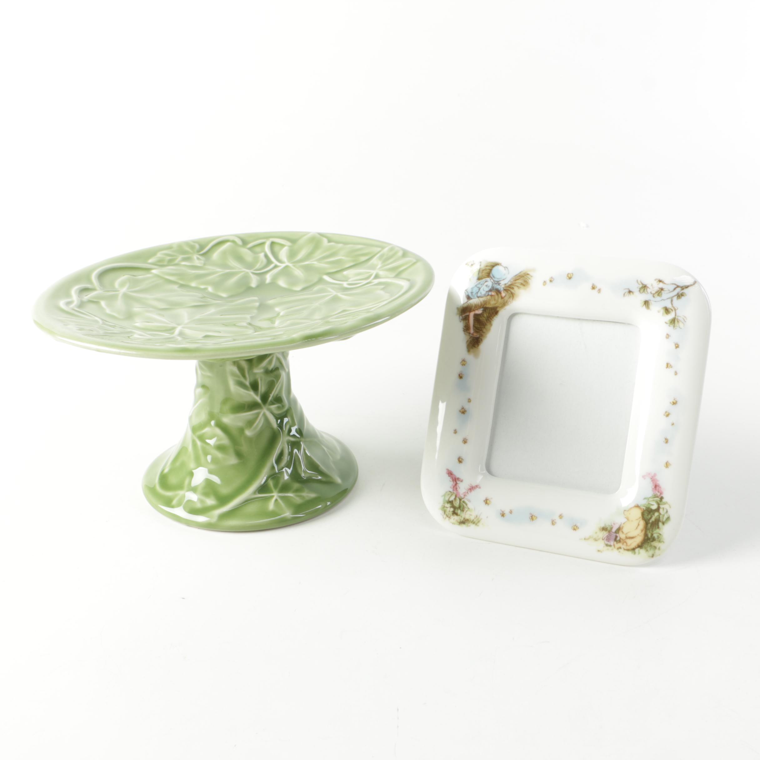 Glass Cake Stand and Royal Doulton Picture Frame