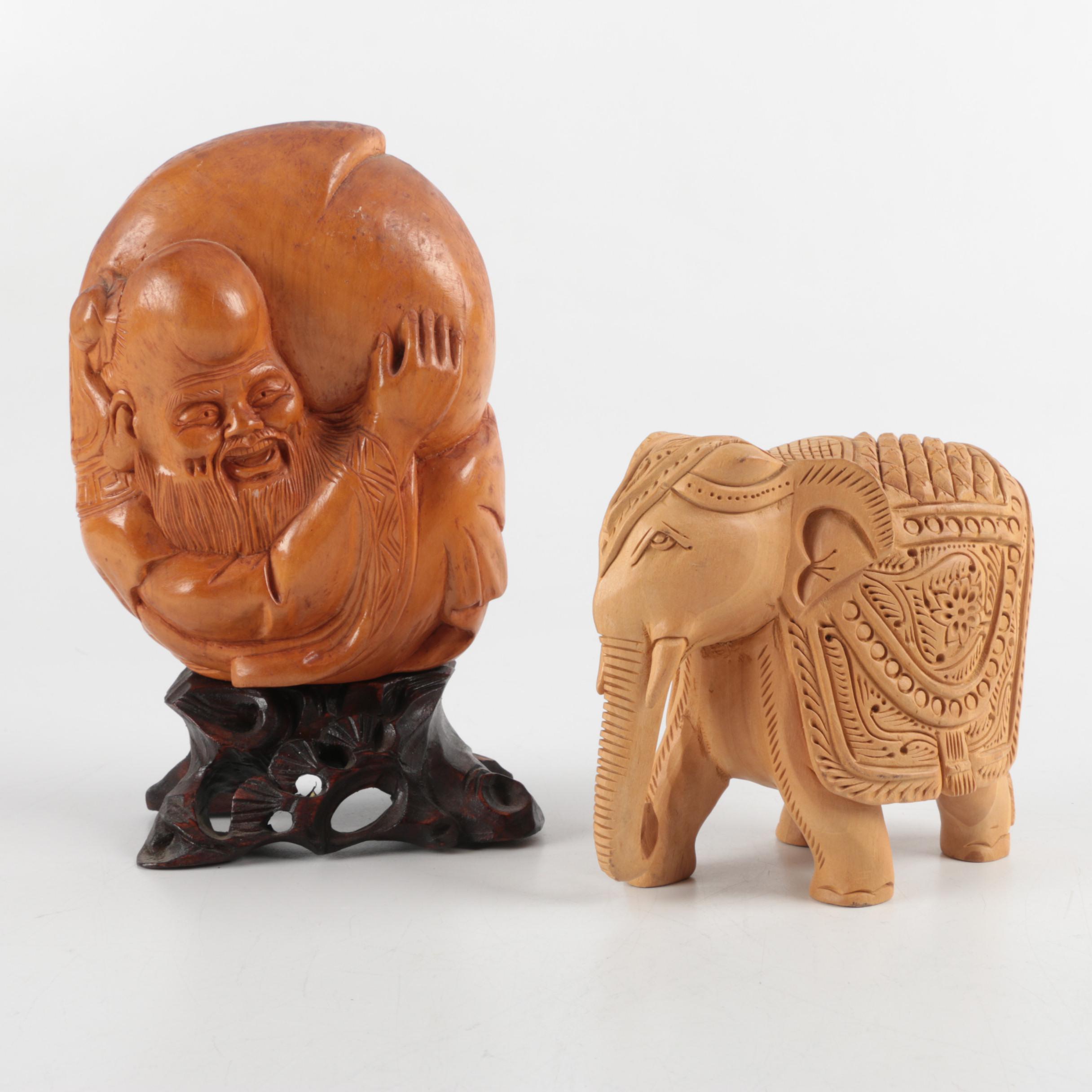 Group of Asian Style Wood Figures