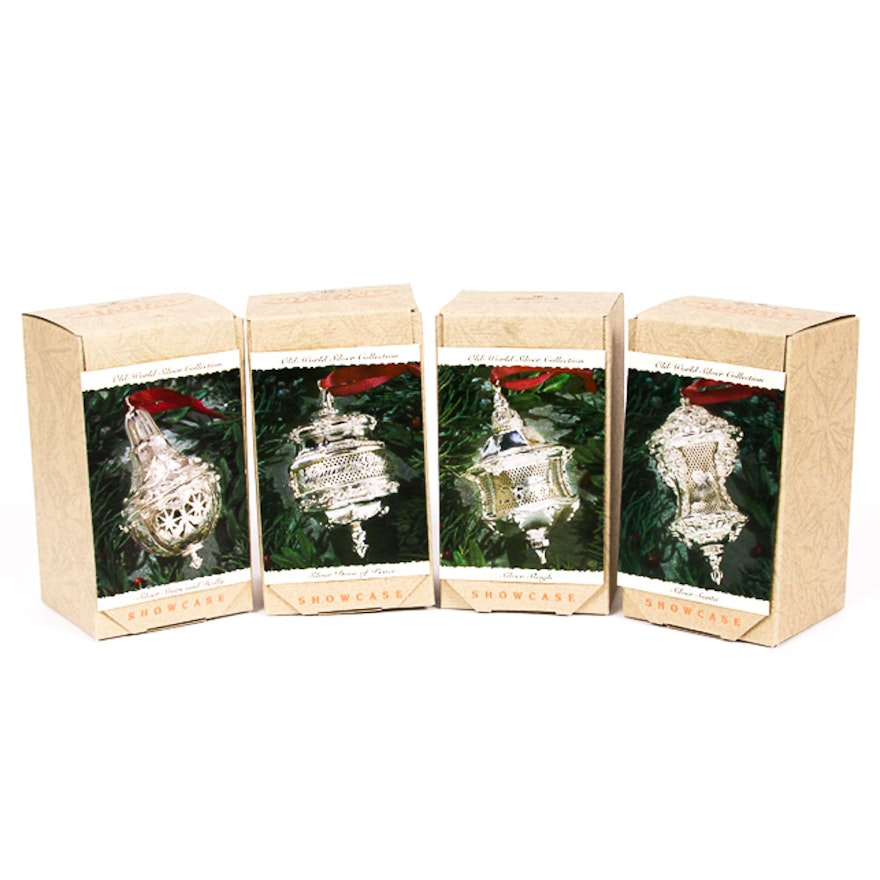 Hallmark "Old World Silver Collection" Plated Silver Holiday Ornaments