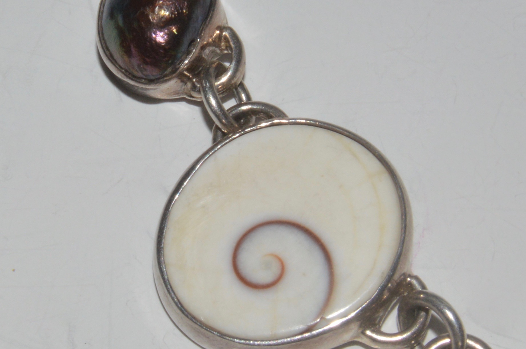 Sterling Silver Necklaces and Earrings with Shell and Pearl Pendants
