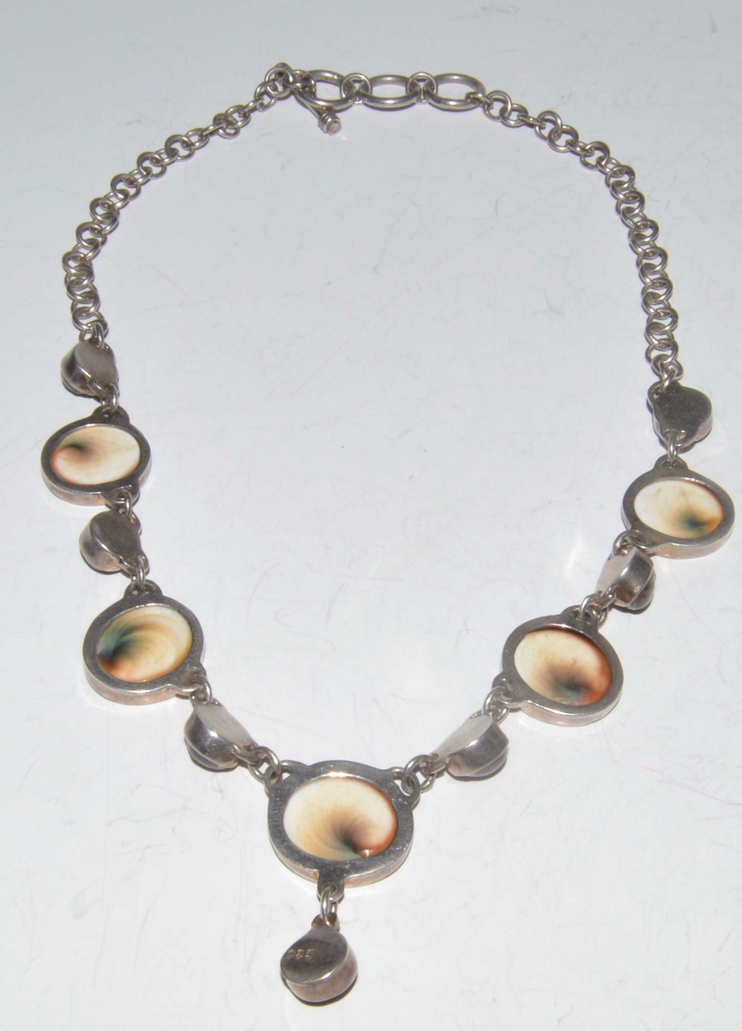 Sterling Silver Necklaces and Earrings with Shell and Pearl Pendants