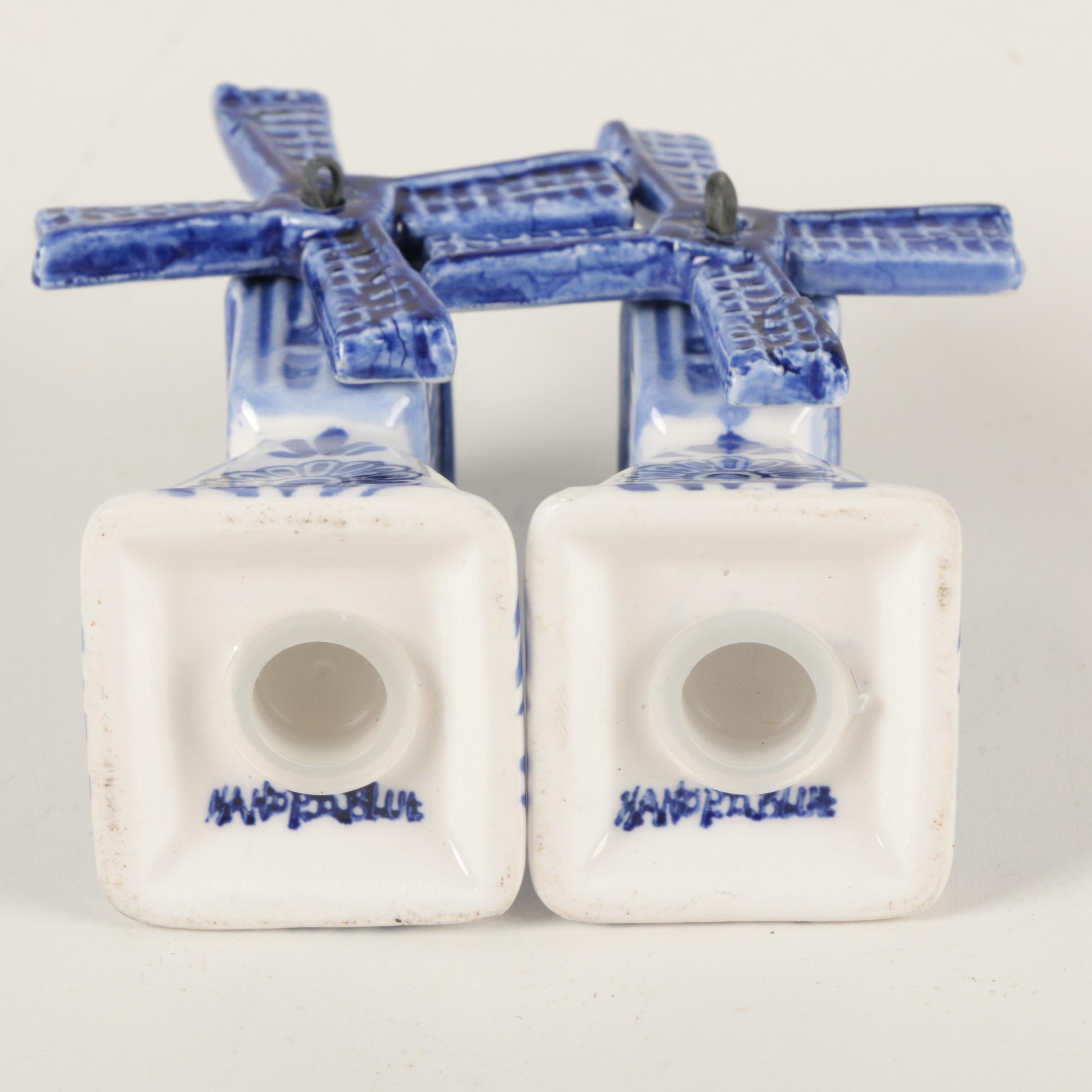 Delft Style Windmill Salt and Pepper Shakers and Framed Tiles