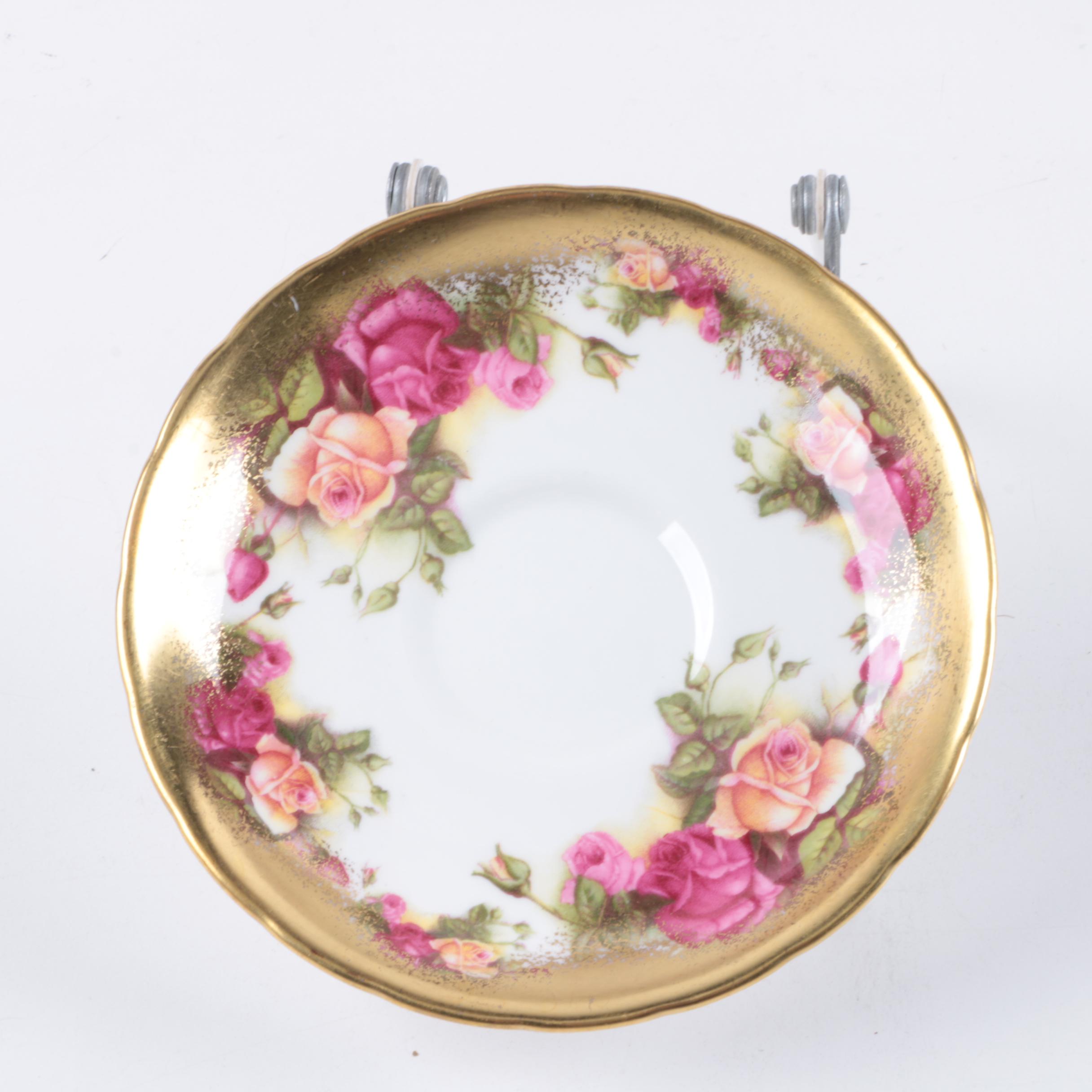 Royal Chelsea "Golden Rose" Saucer and D&G Tumblers