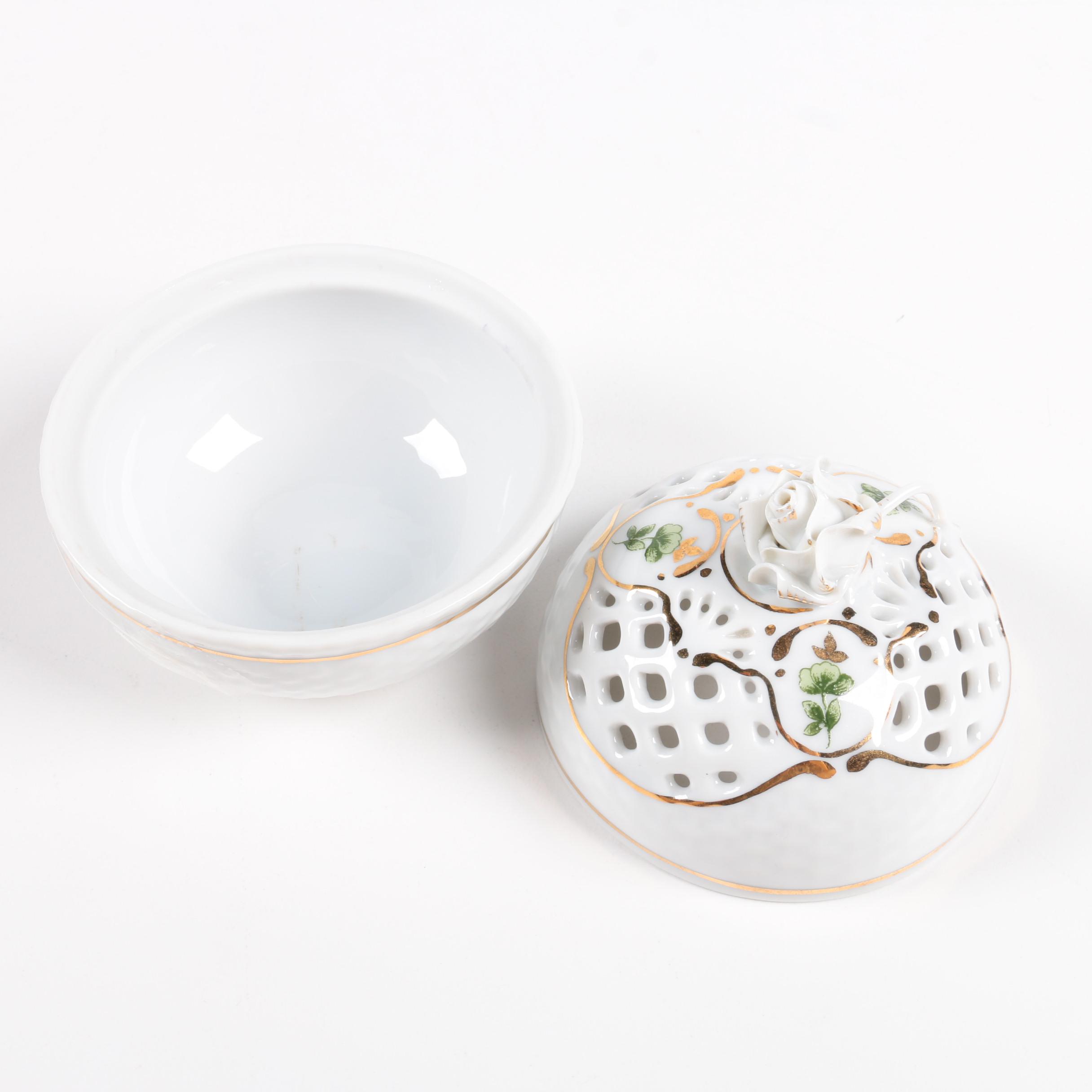 Hollohaza Hungary Pompander Ball and Trinket Dish