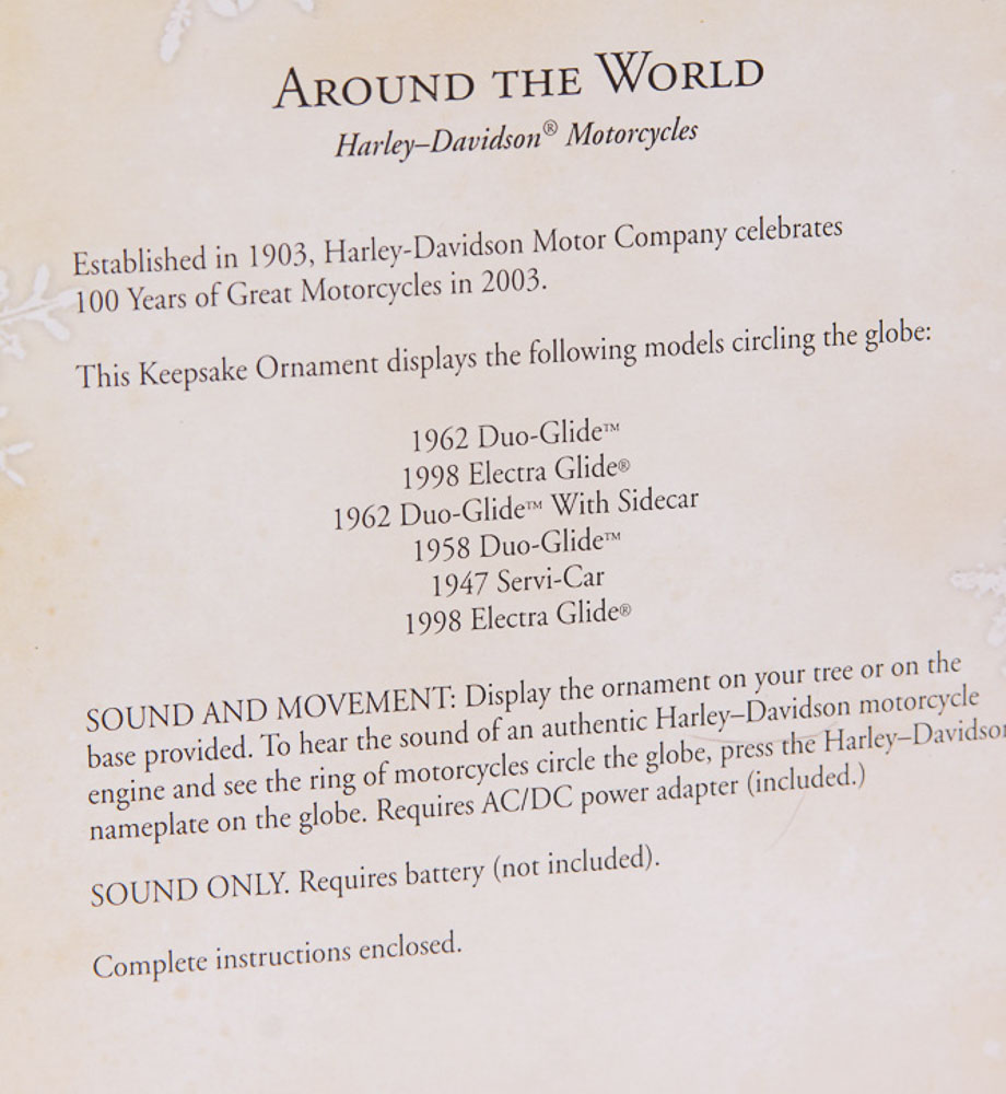 Hallmark Harley-Davidson "Around The World" Keepsake Die-Cast Metal Ornament