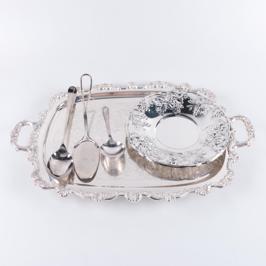 Poole "Old English" Silver Plate Tray and Other Serveware