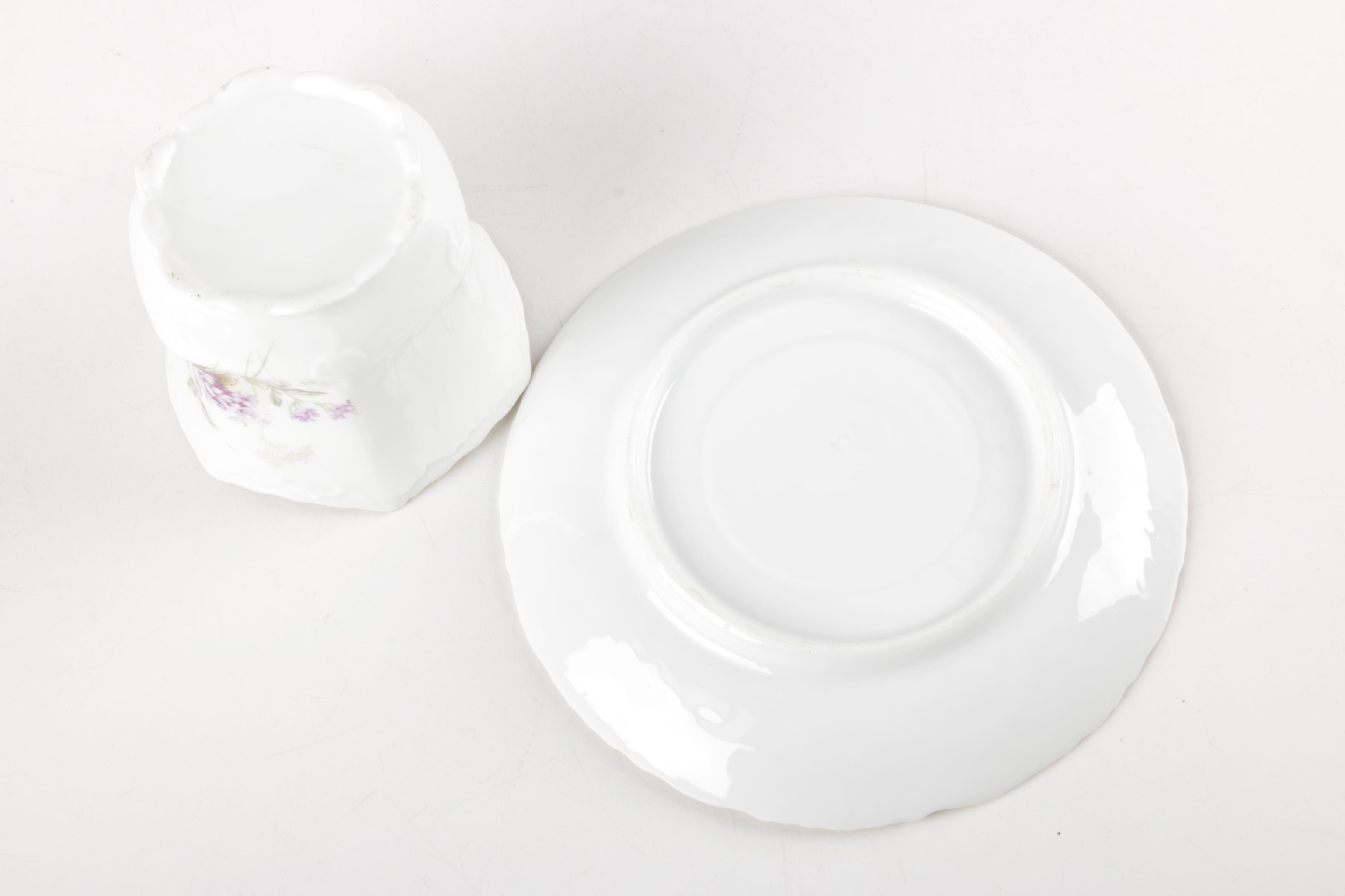 Vintage Porcelain Teacups and Saucers Including Théodore Haviland Limoges