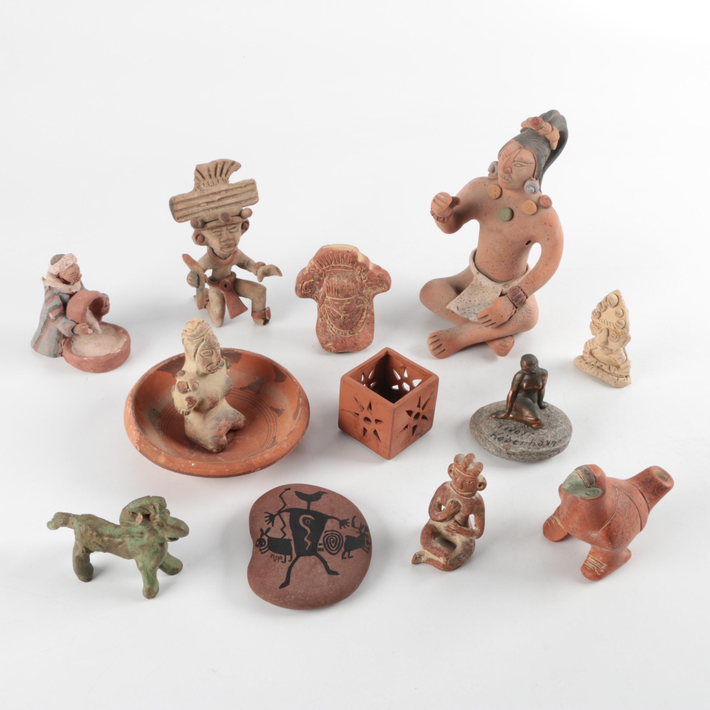 Mexican Earthenware Figurines, Pottery, and Decor