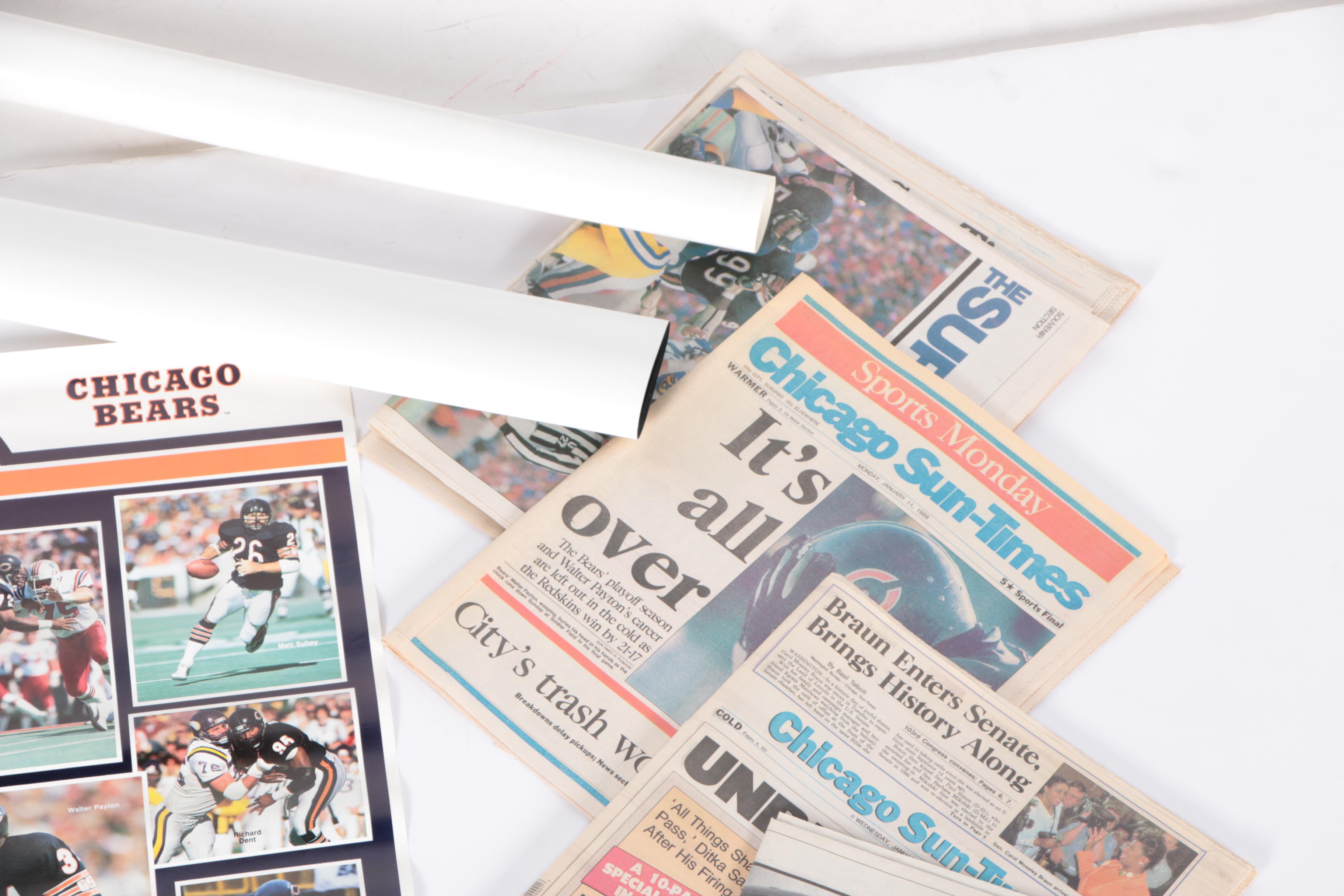 Vintage Chicago Bears Posters and Newspapers