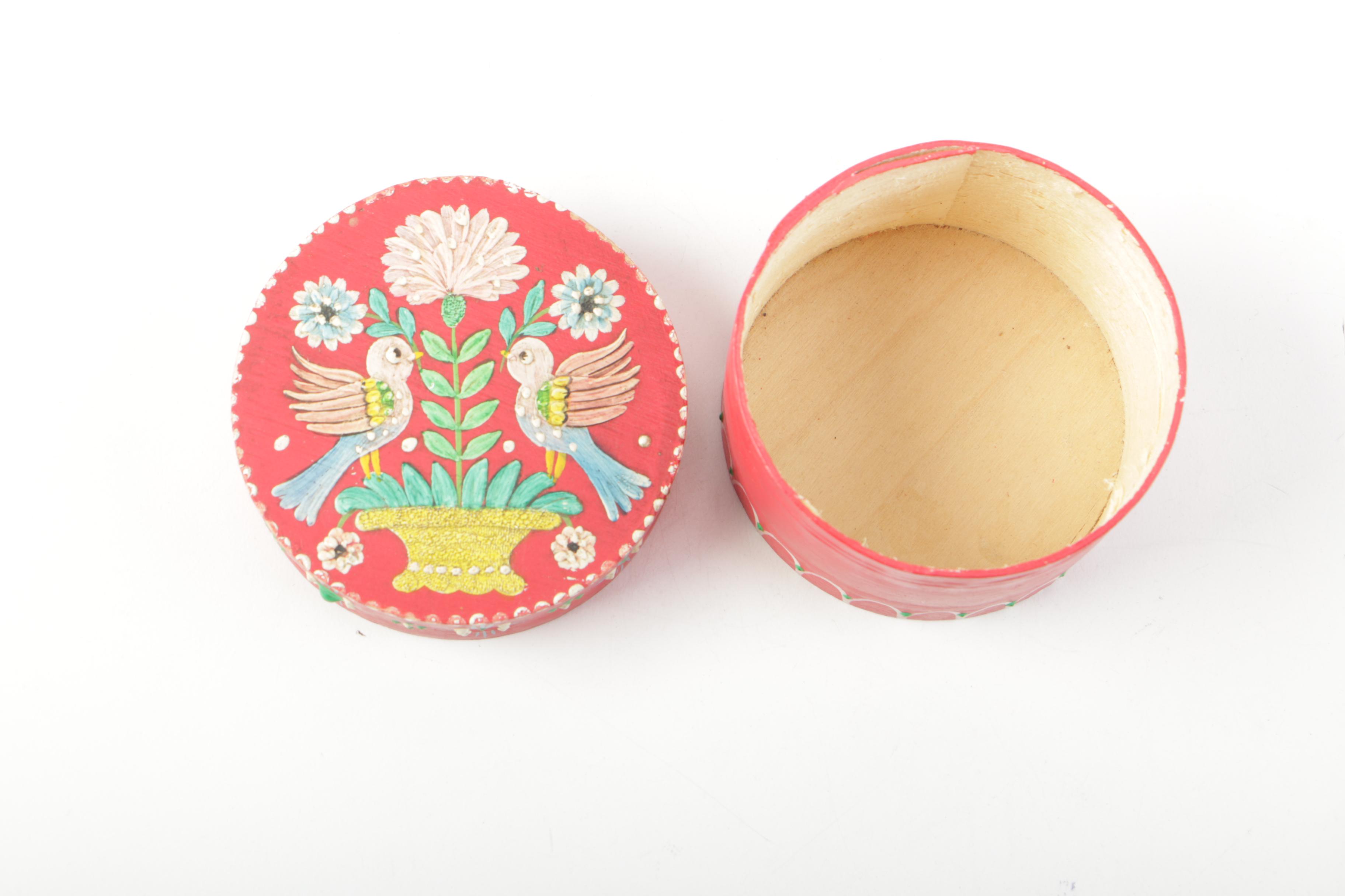 Hand Painted Boxes and Decorative Urn