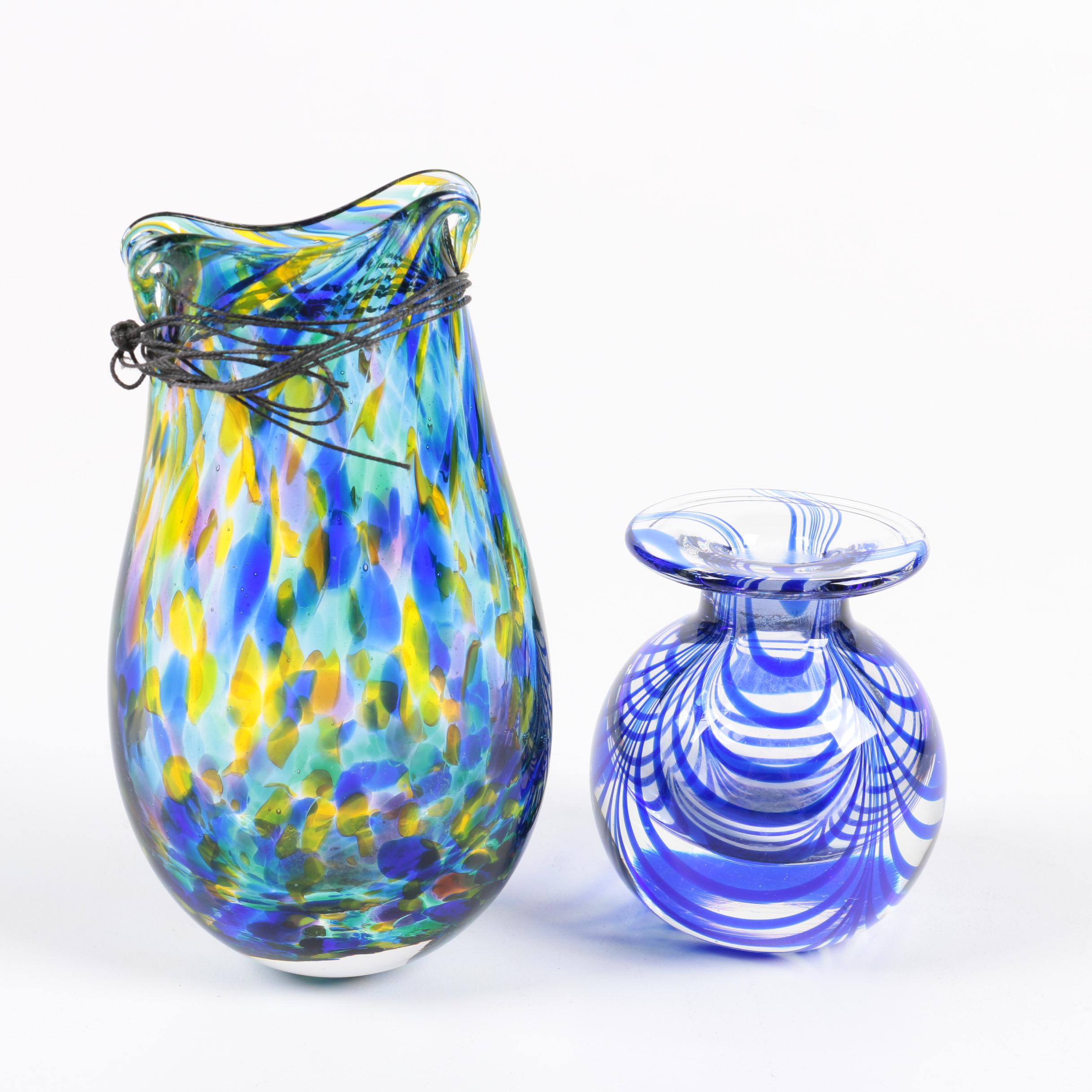 Hand Blown Art Glass Vases Featuring Burchetta Glassblowing Studio