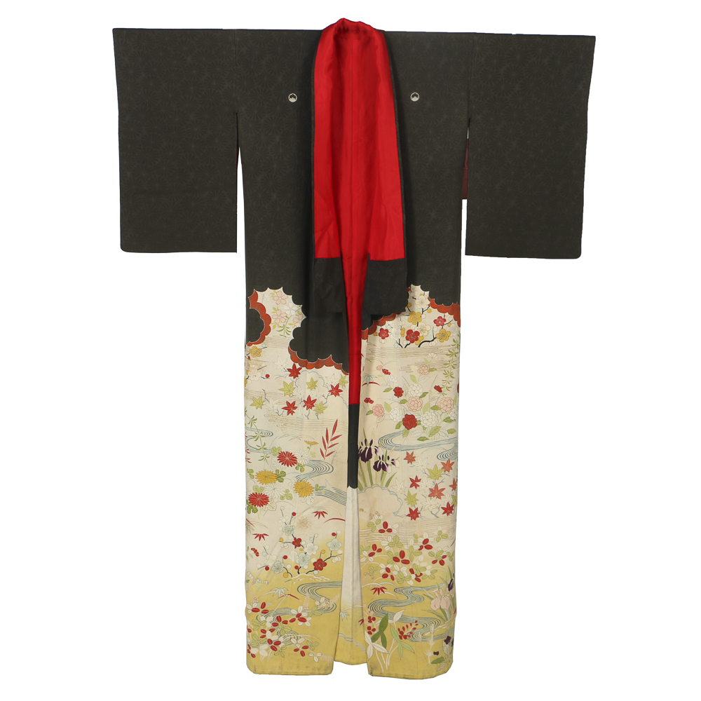 Late Taisho/Early Showa Period Japanese Rinzu Silk Kimono